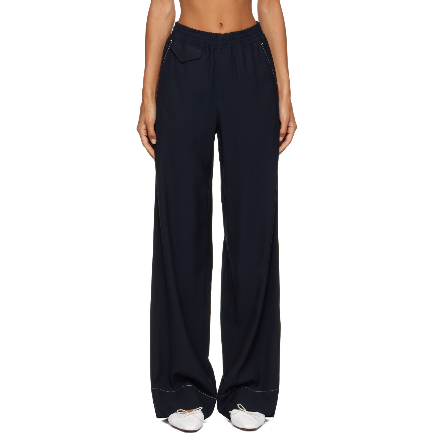 A.P.C. Navy Topstitched Trousers