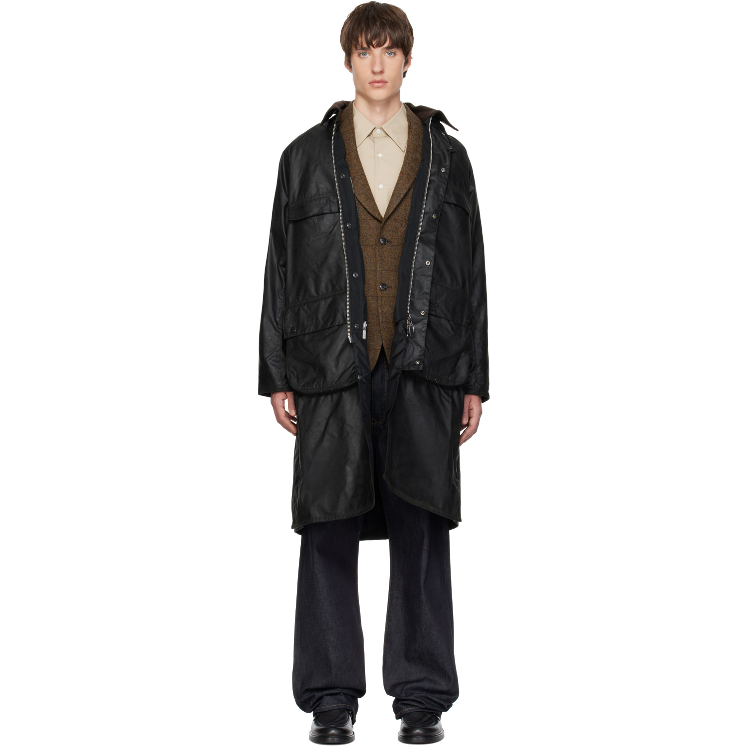 A.P.C. Green Barbour Edition Sugarlump Bedale Long Waxed Jacket