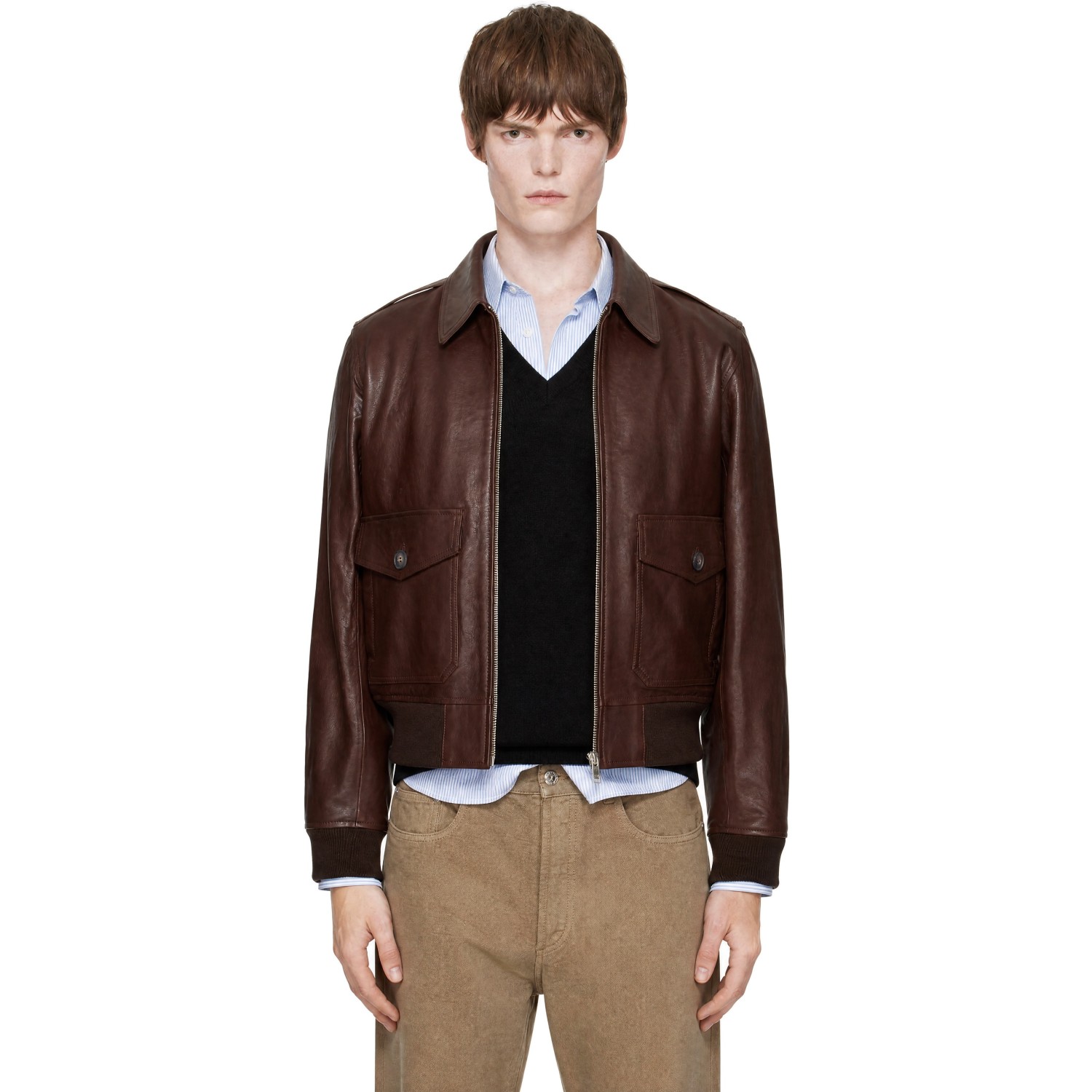 A.P.C. Brown Short Leather Jacket