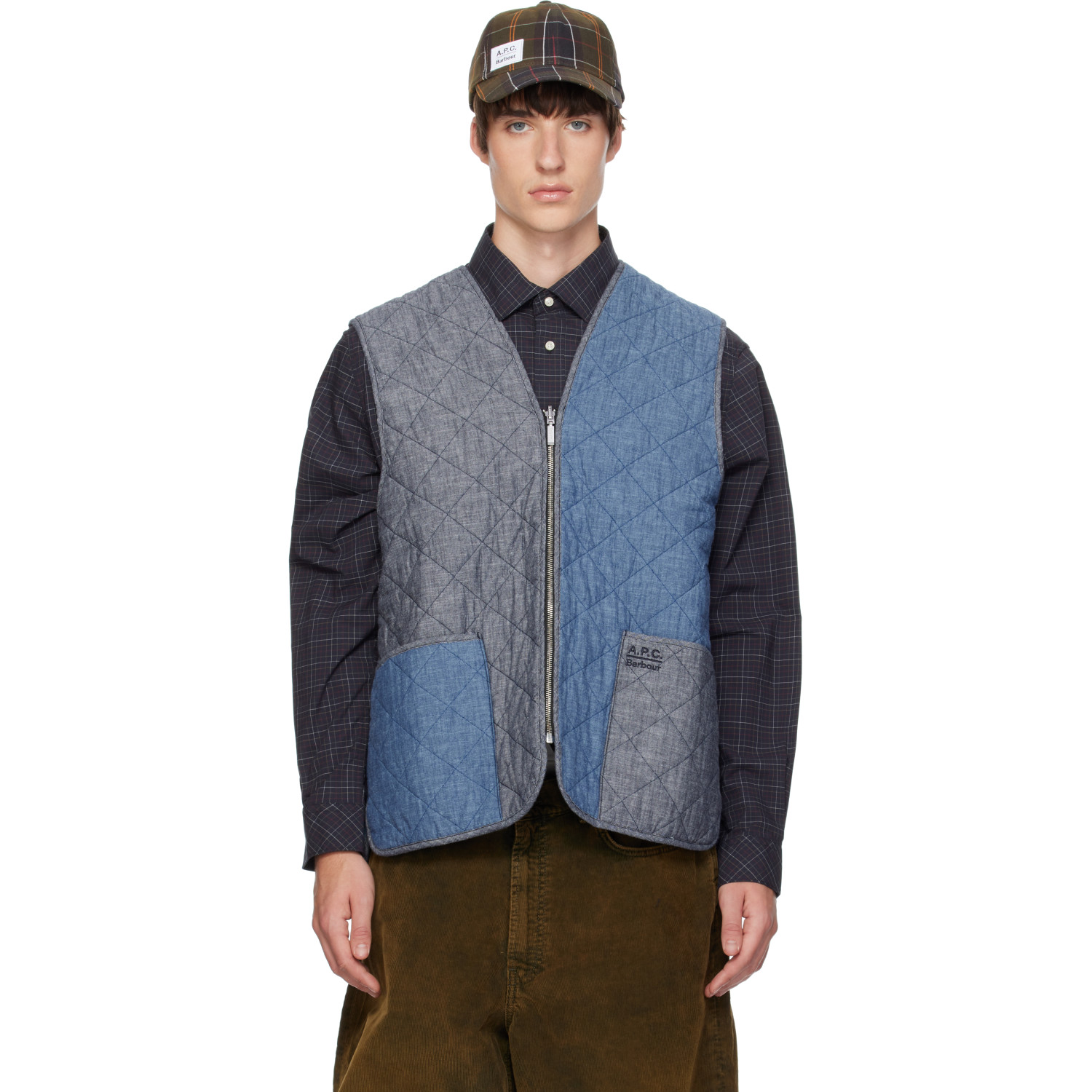 A.P.C. Blue Barbour Edition Zip-In Quilt Liner Vest