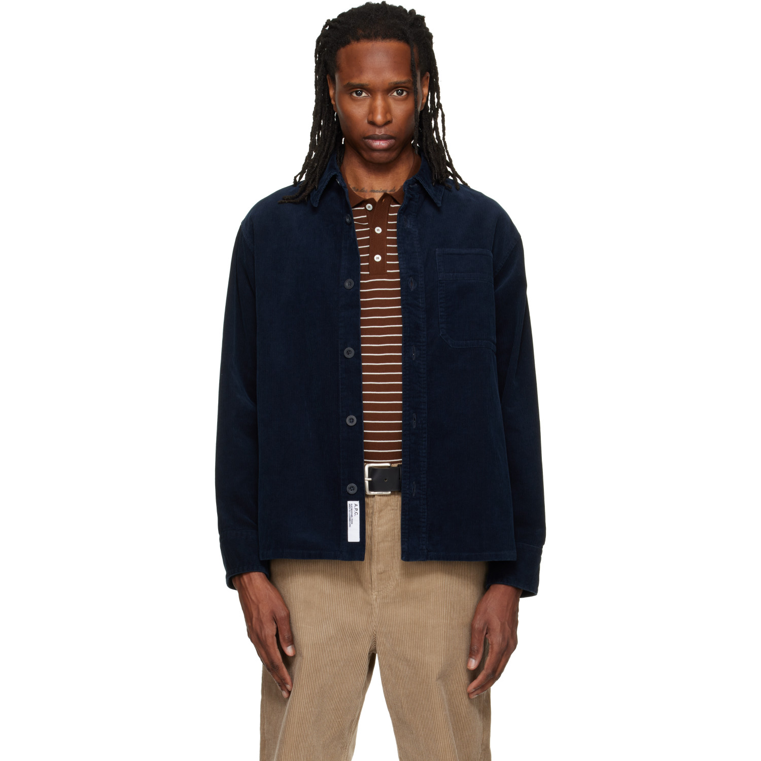A.P.C. Navy Basile Logo Overshirt