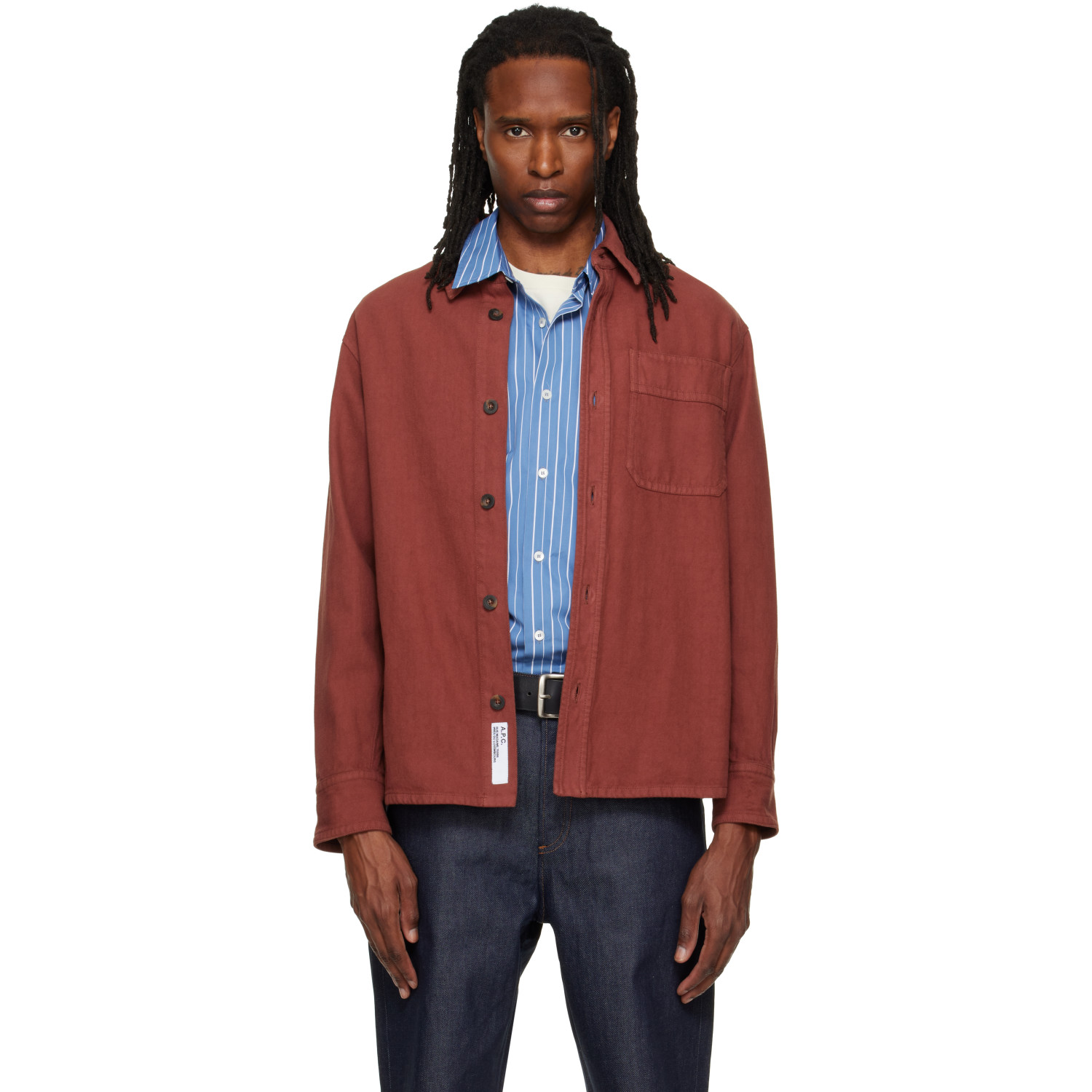 A.P.C. Burgundy Basile Logo Overshirt