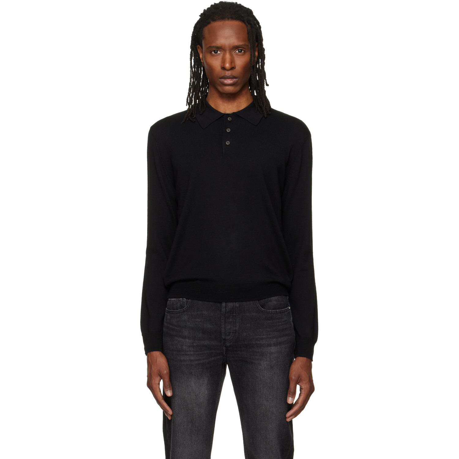 A.P.C. Black Wool Polo