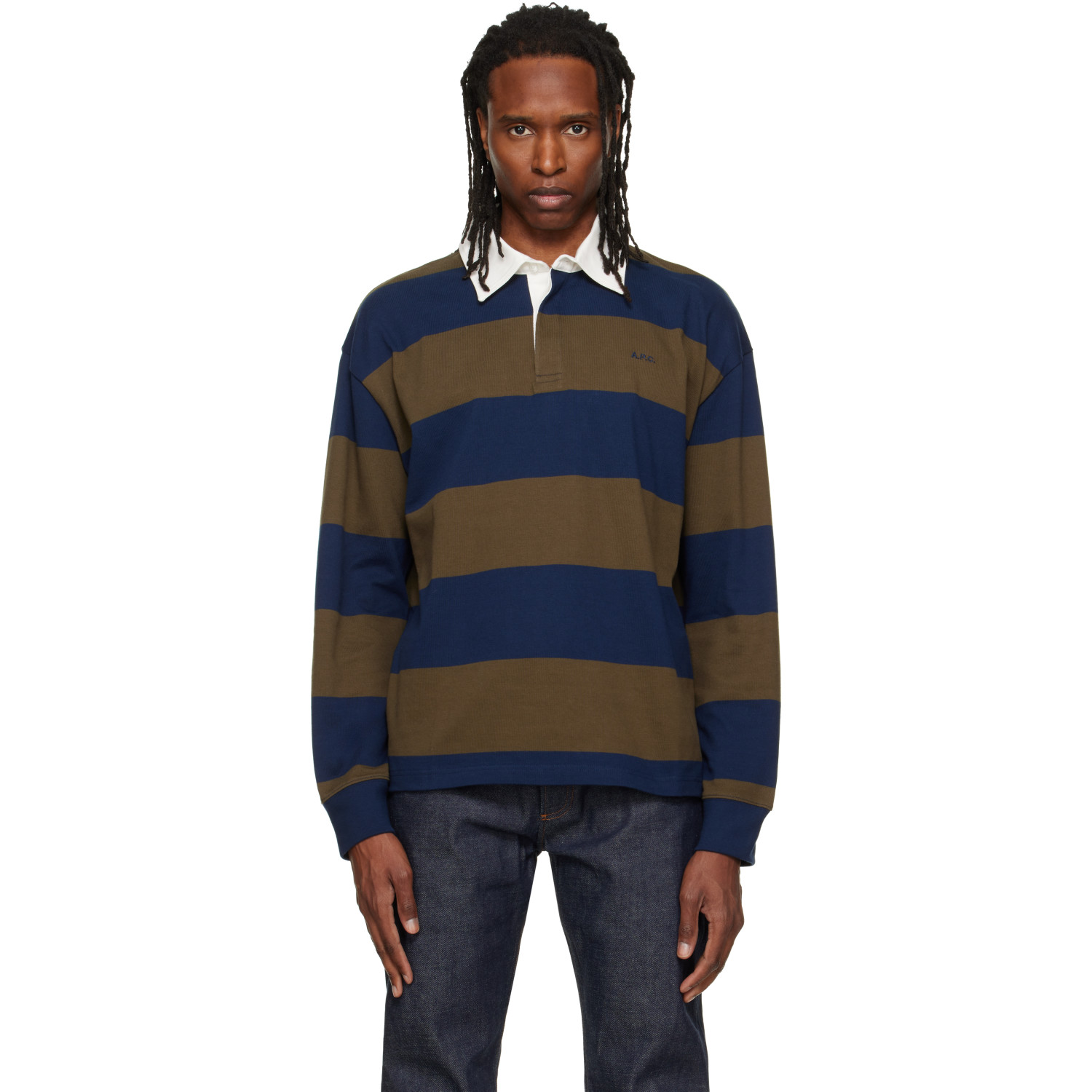 A.P.C. Navy & Khaki Isaac Polo