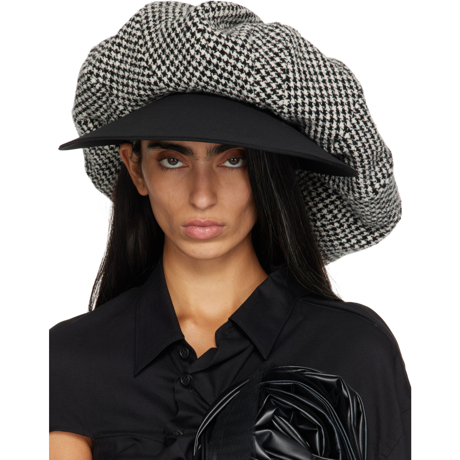 Junya Watanabe Black & White Wool Houndstooth Hat