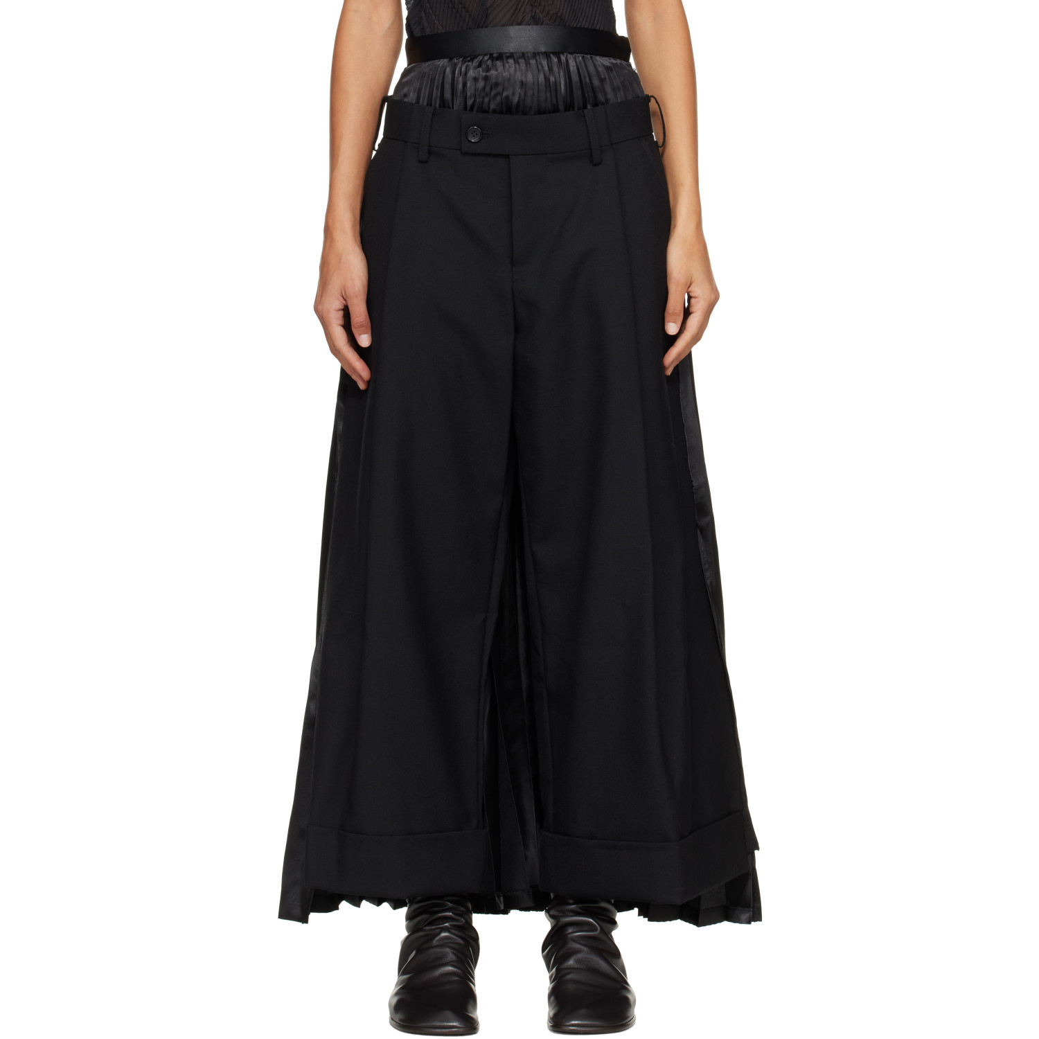 Junya Watanabe Black Wool Skirt Trousers