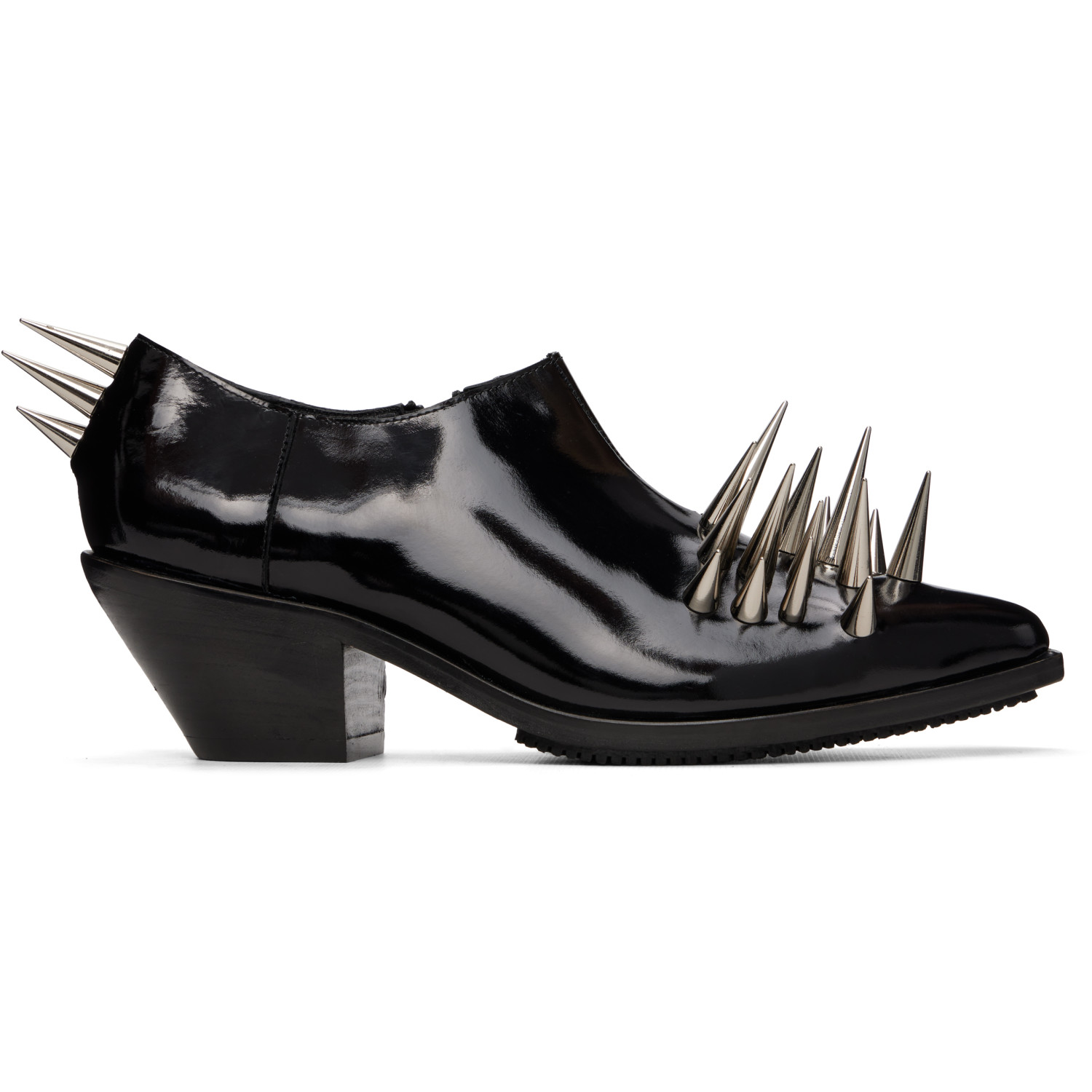 Junya Watanabe Black Steer Patent Leather Heeled Loafers