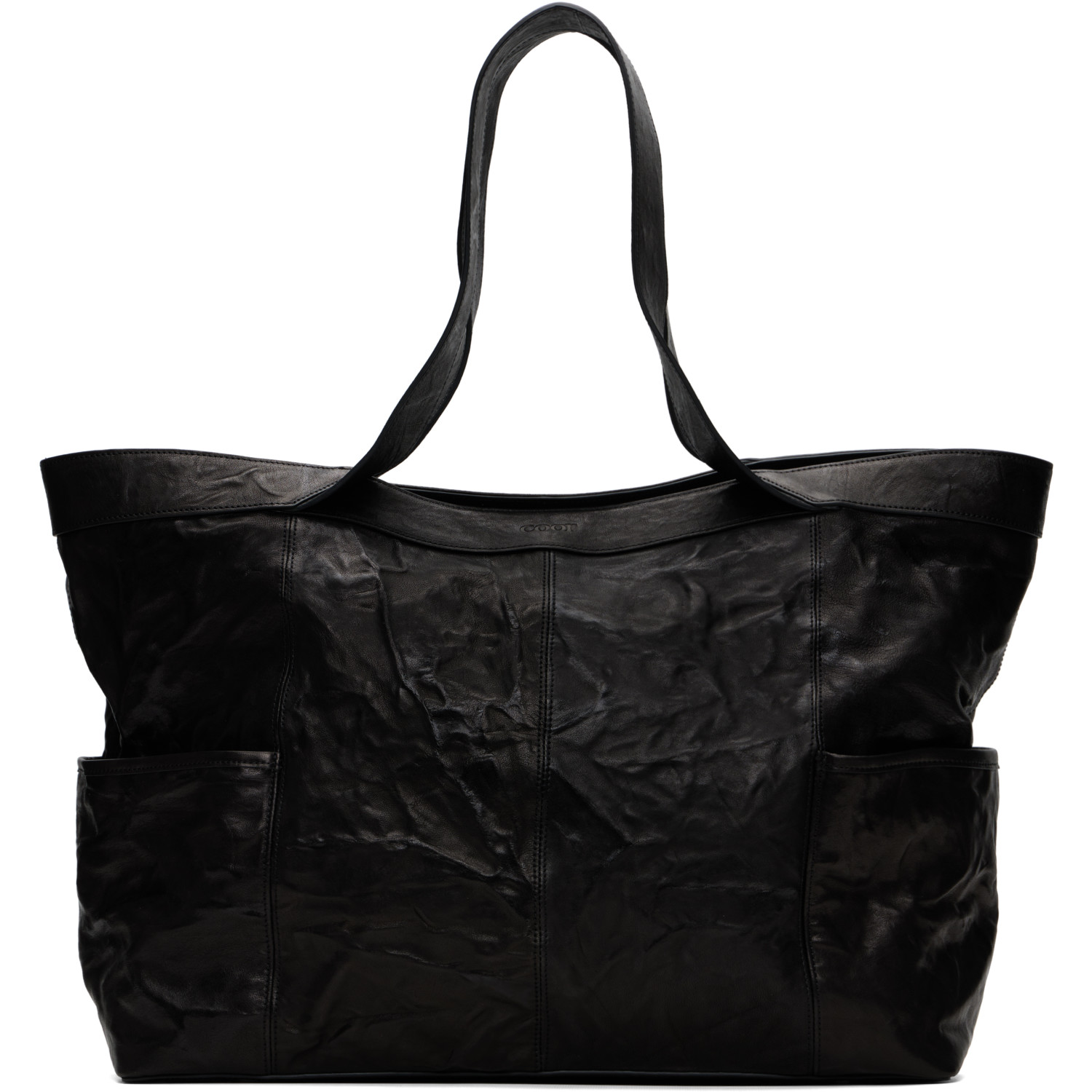 COOR Black Multi Pocket Crinkled Lambskin Tote