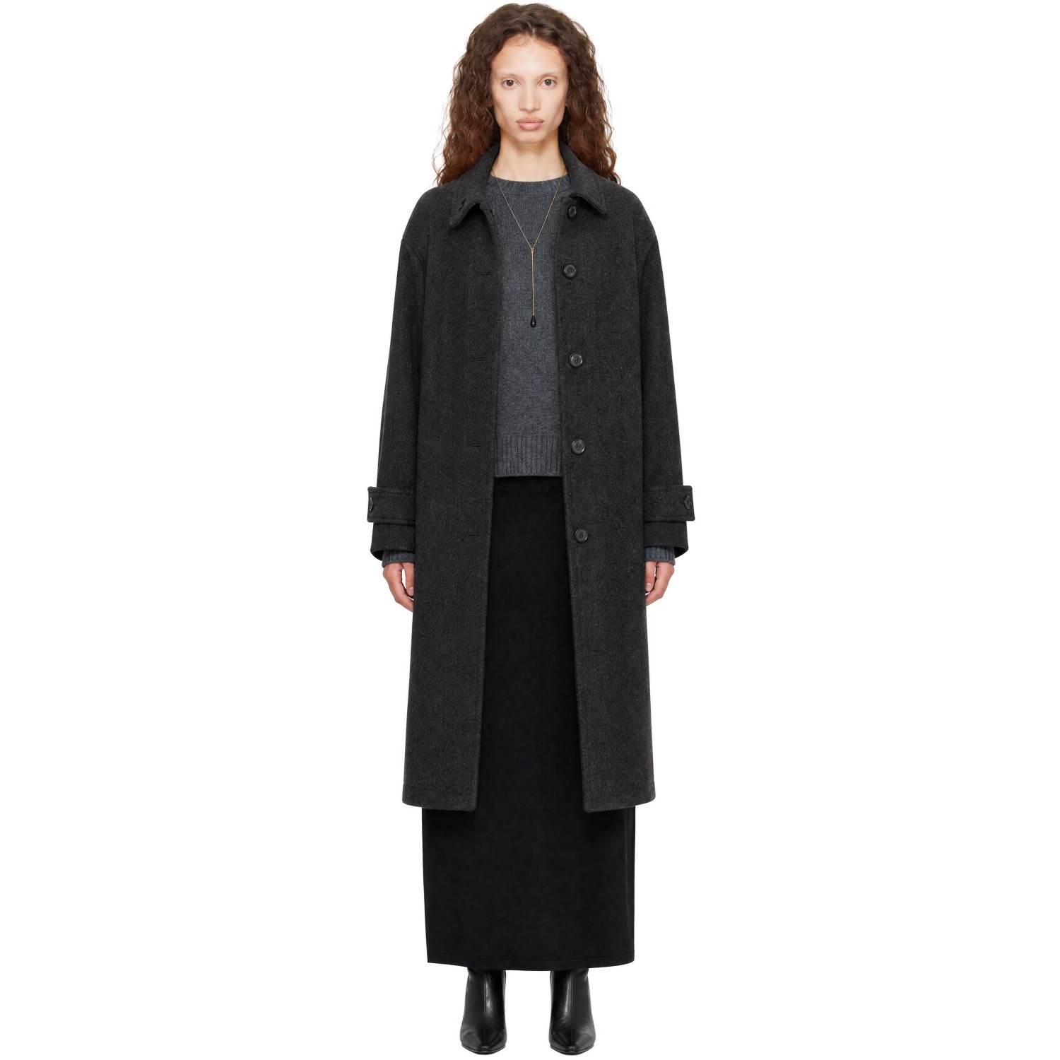 COOR Gray Cashmere Blend High Neck Coat