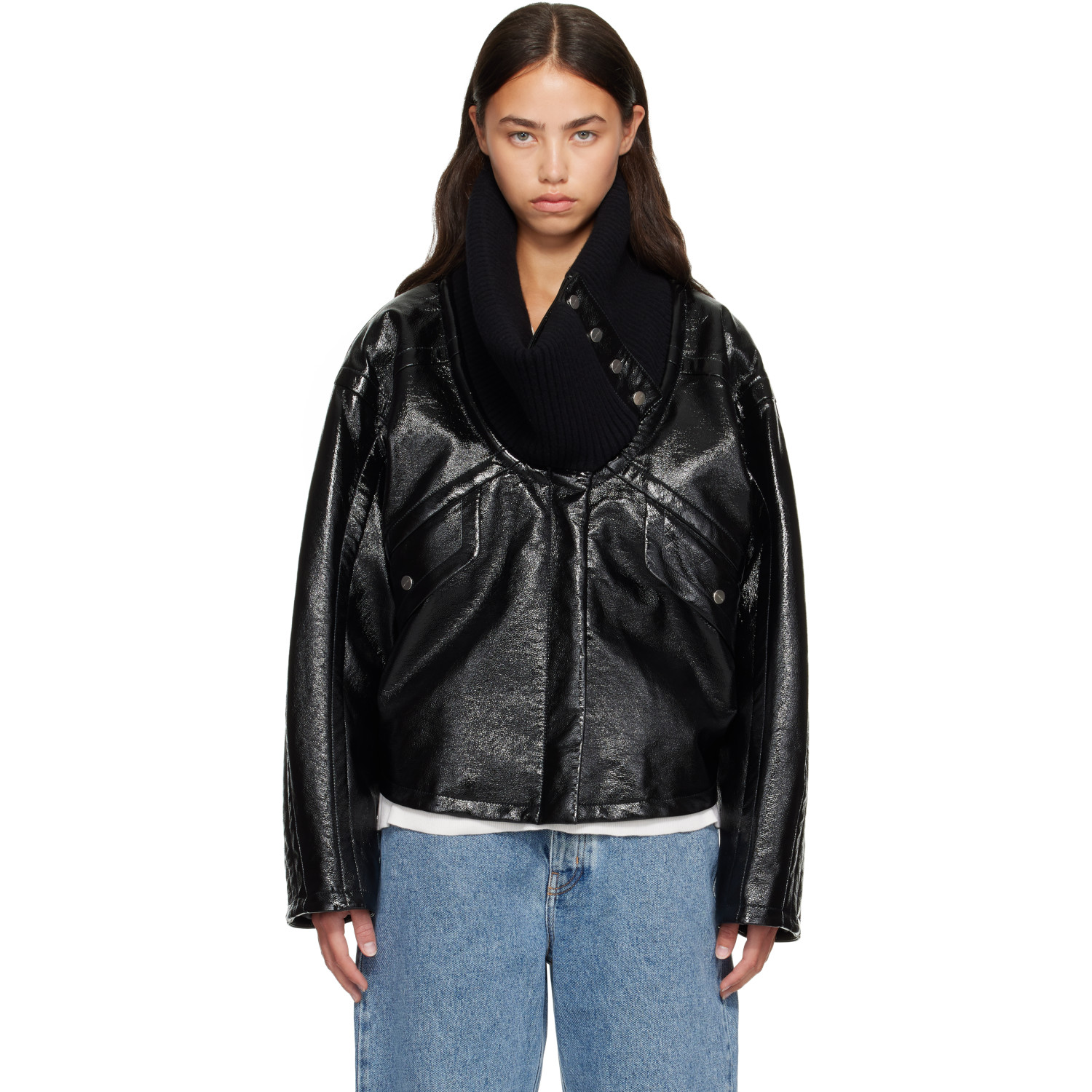 Lanvin Black Short Vinyl Coat