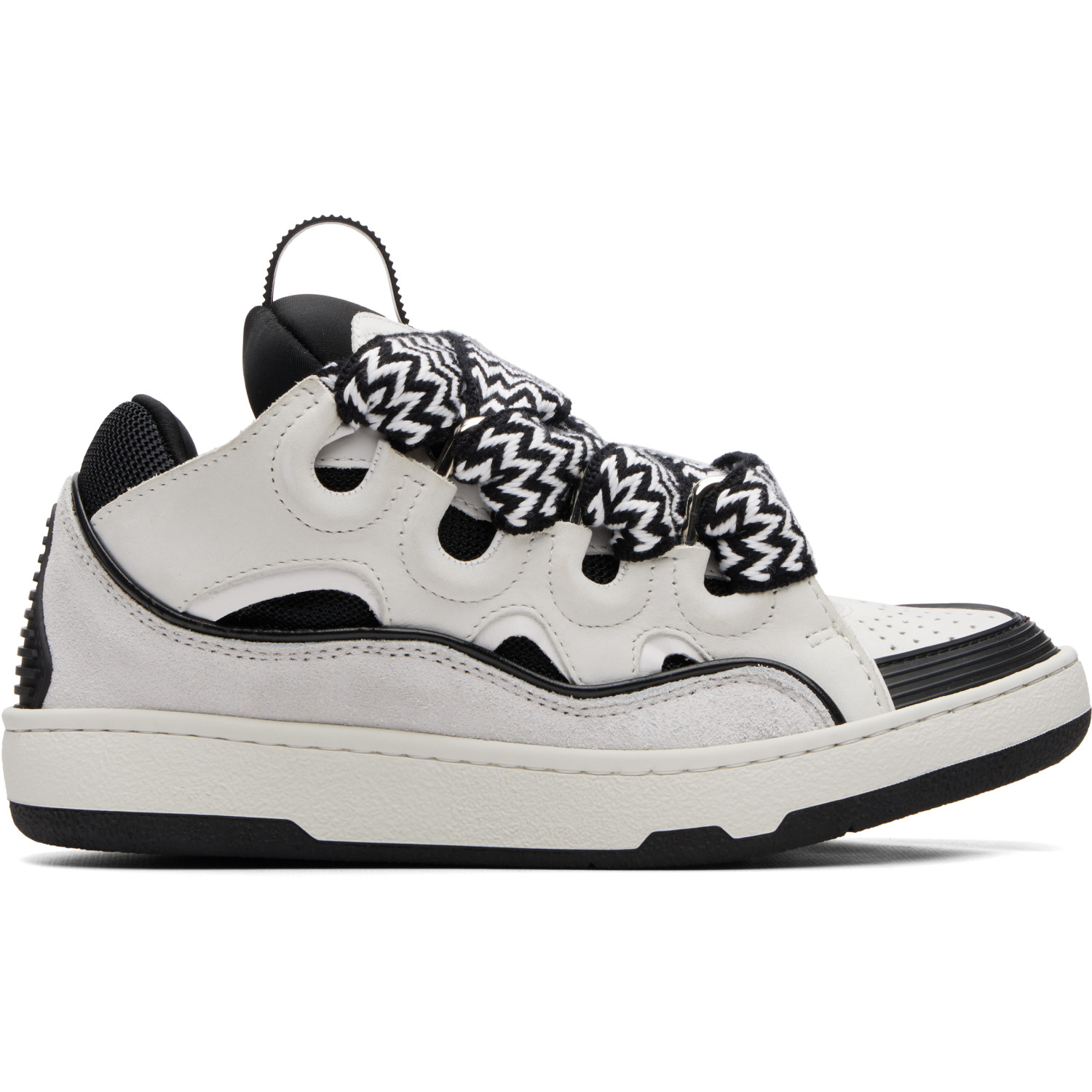 Lanvin White & Black Bicolor Curb Sneakers