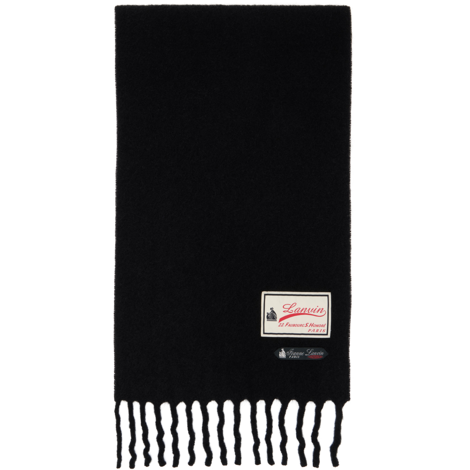Lanvin Black Fluffy '22 Faubourg' Label Scarf