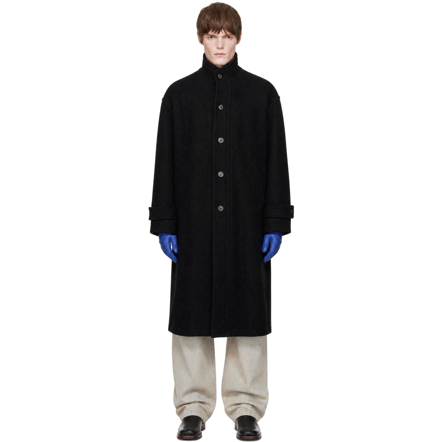 COOR Black Virgin Wool High Neck Coat