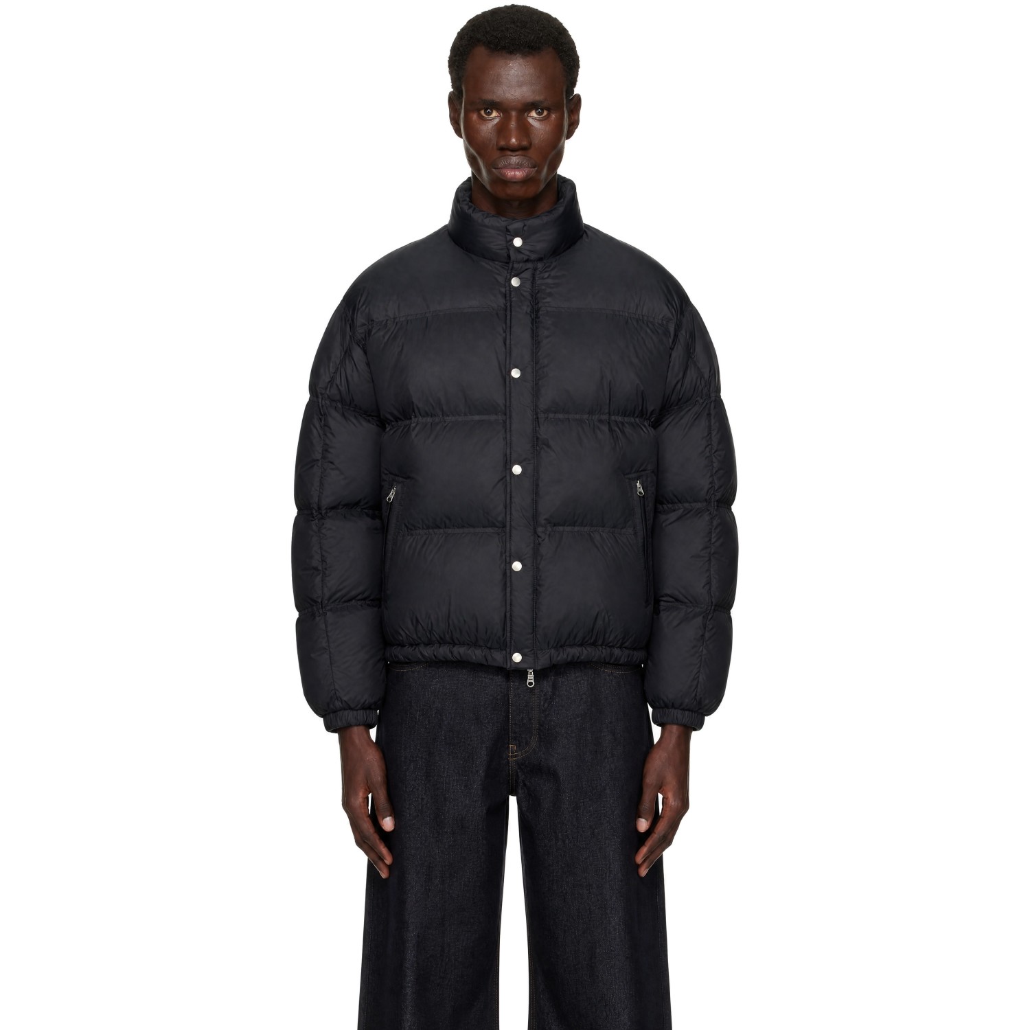 COOR Black Double Stitch Snap Button Down Jacket