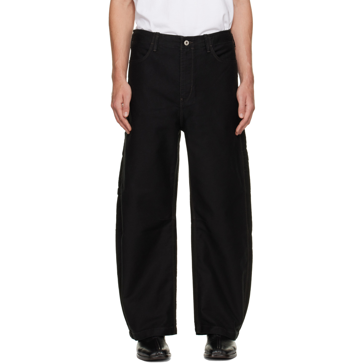 COOR Black Deep Curved Jumbo Washed Trousers