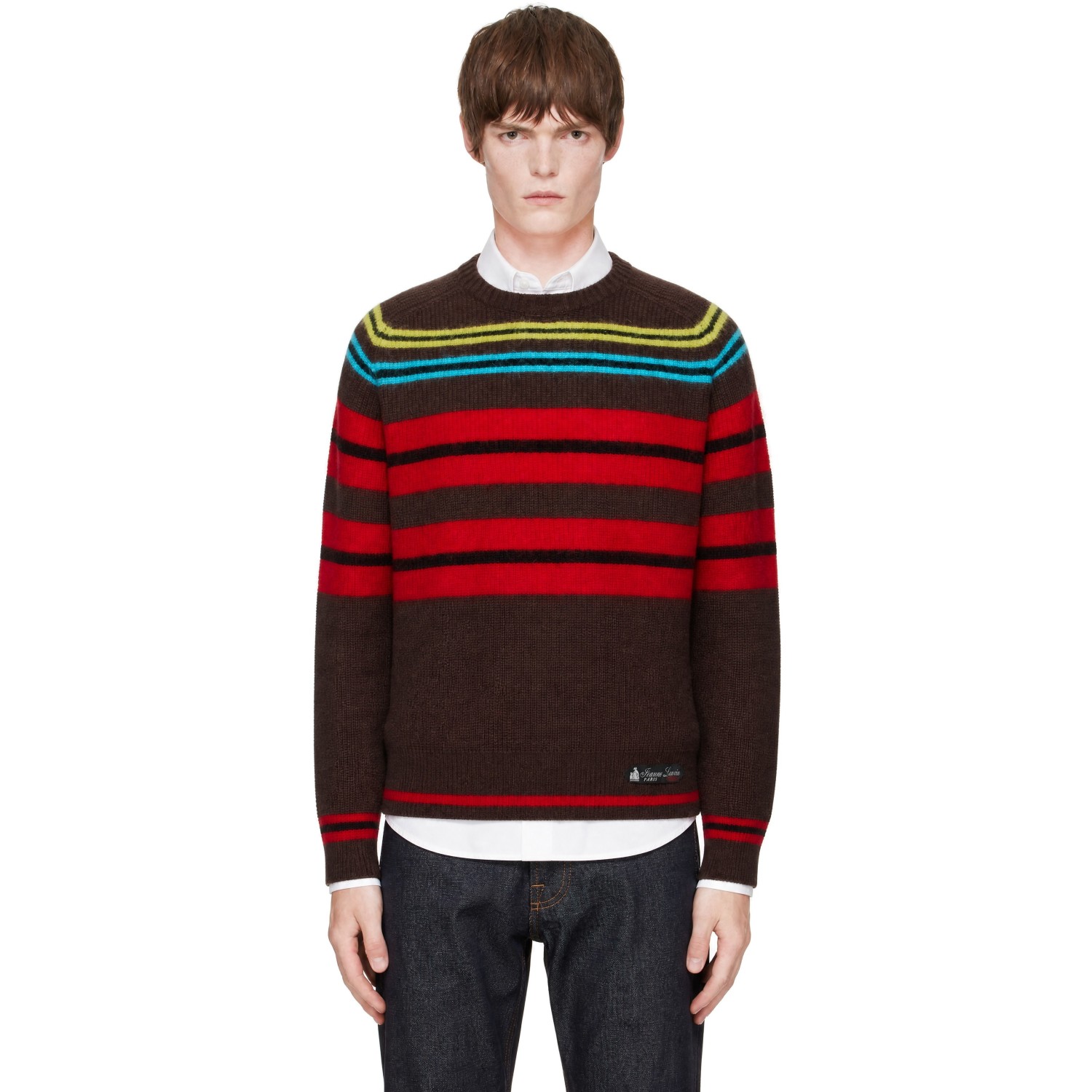 Lanvin Brown Wool & Cashmere Striped Sweater