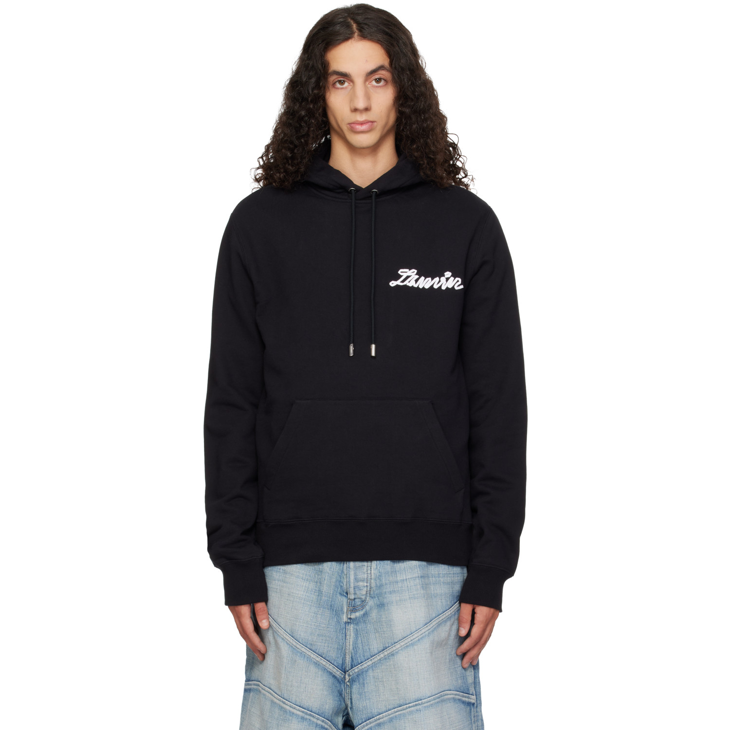 Lanvin Black 'Lanvin' Ribbon Hoodie
