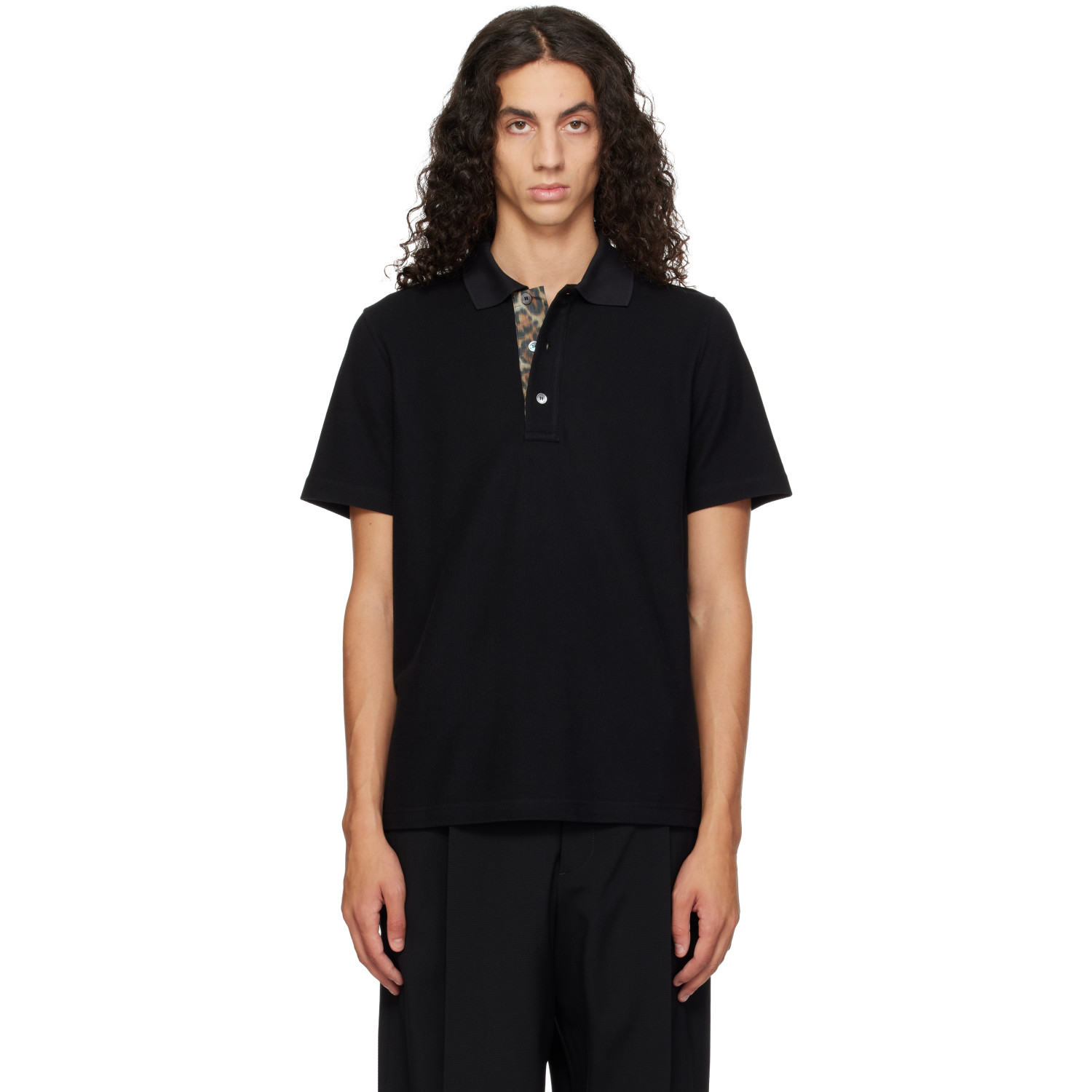 Lanvin Black Cotton Piqué Polo