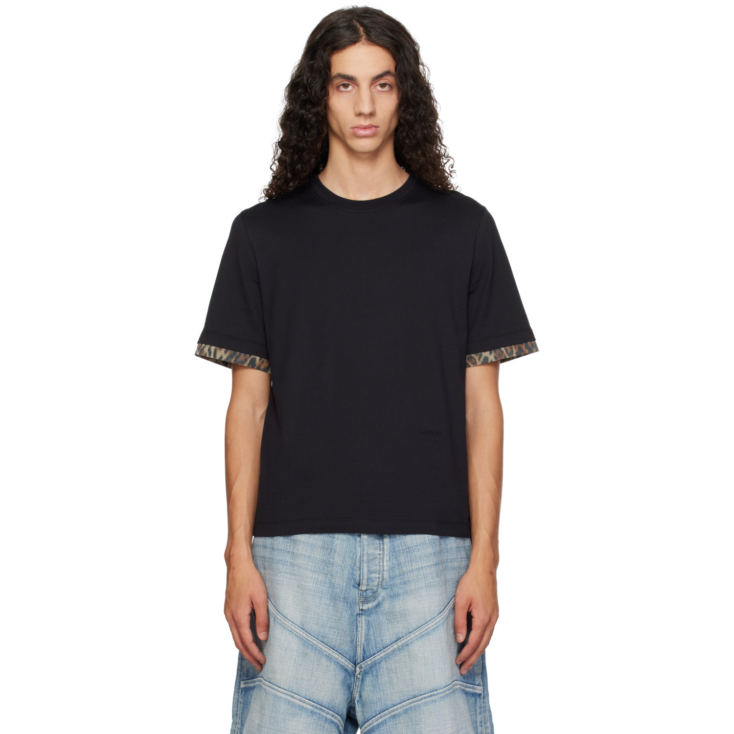 Lanvin Black Leopard Detail T-shirt