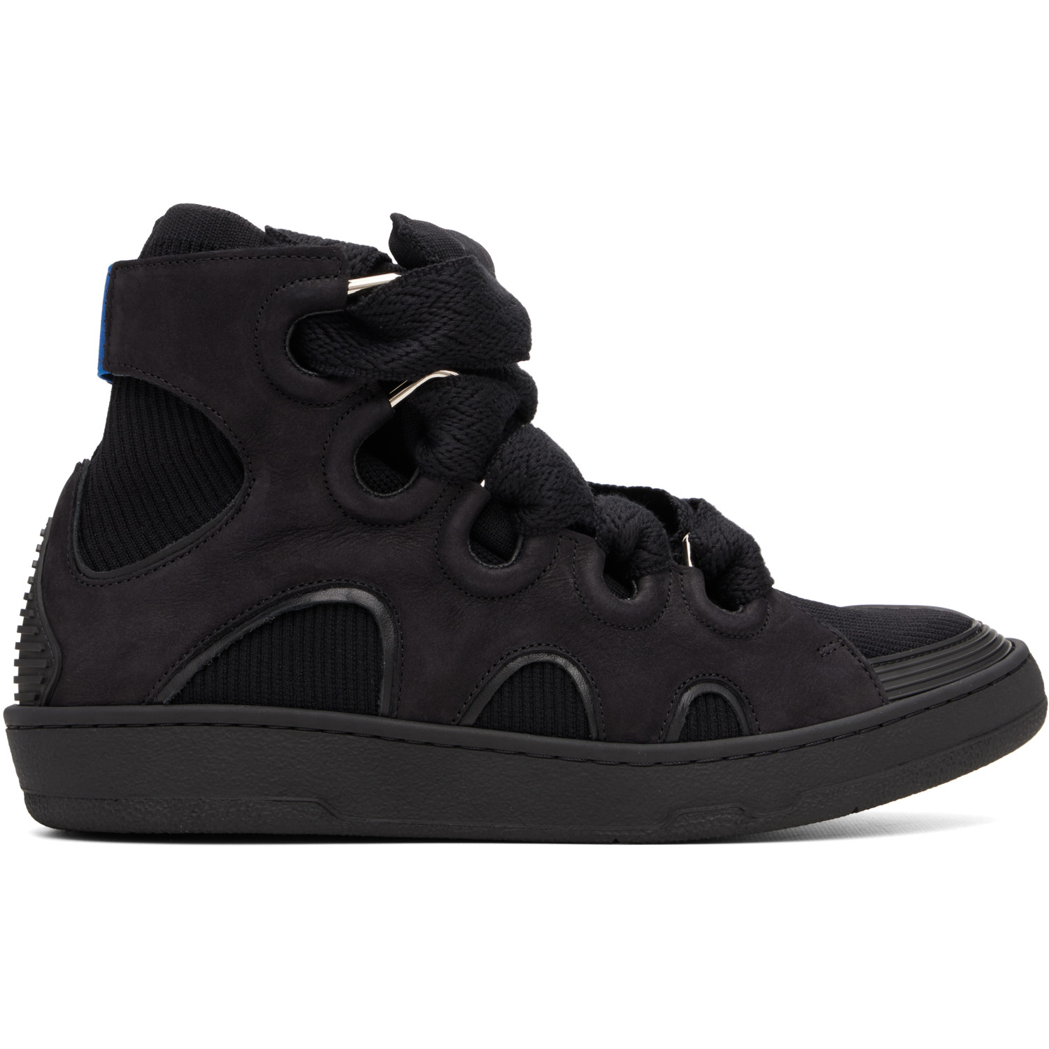 Lanvin Black High Top Curb Knit Sneakers