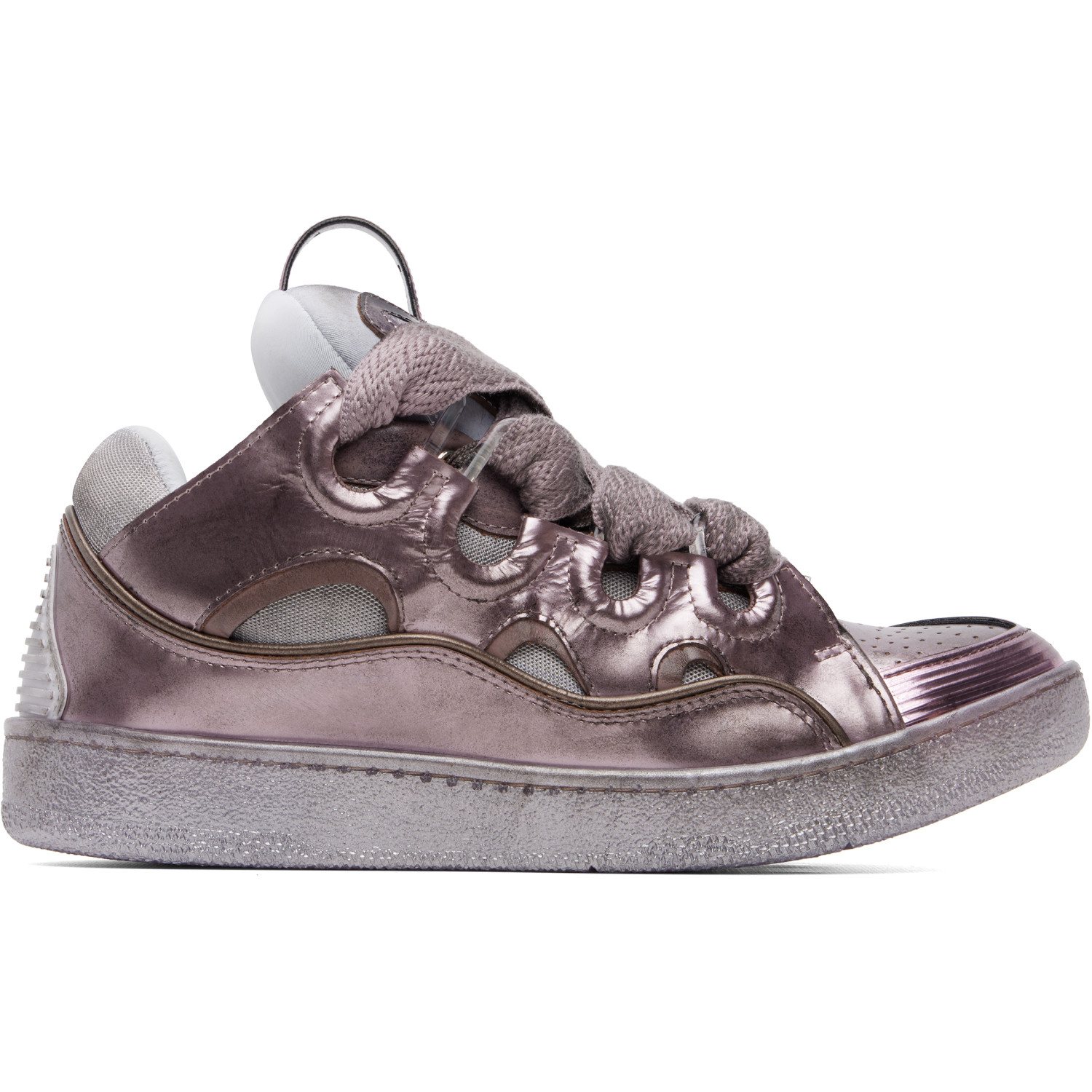 Lanvin Purple Curb Metallic Technical Fabric Sneakers