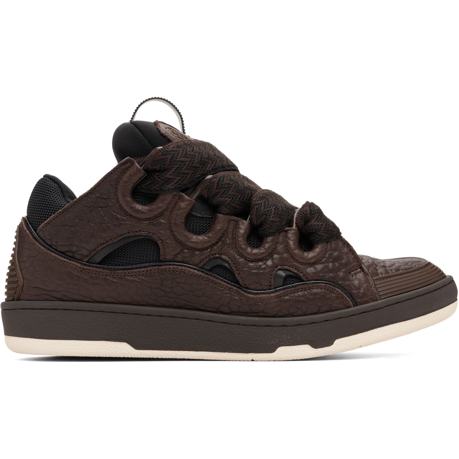 Lanvin Brown Curb Dino-Effect Leather Sneakers