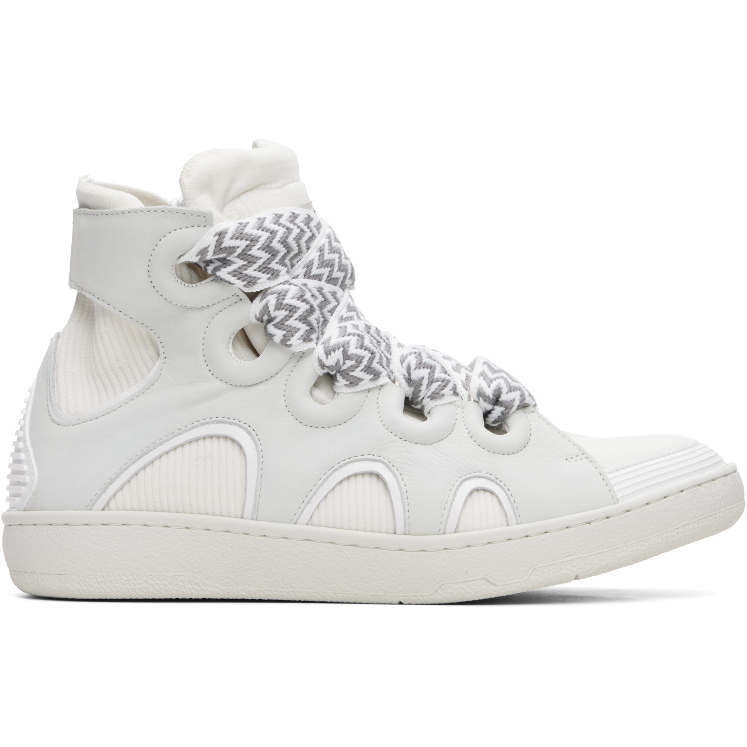 Lanvin White High Top Curb Knit Sneakers