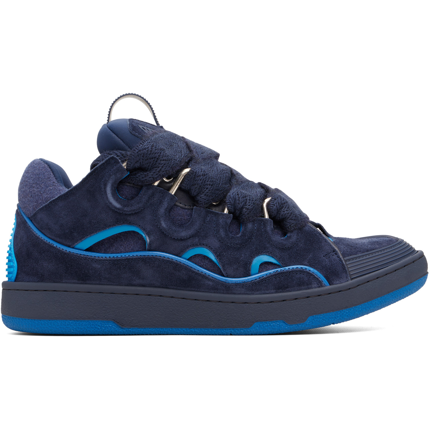 Lanvin Navy Curb Felt Sneakers