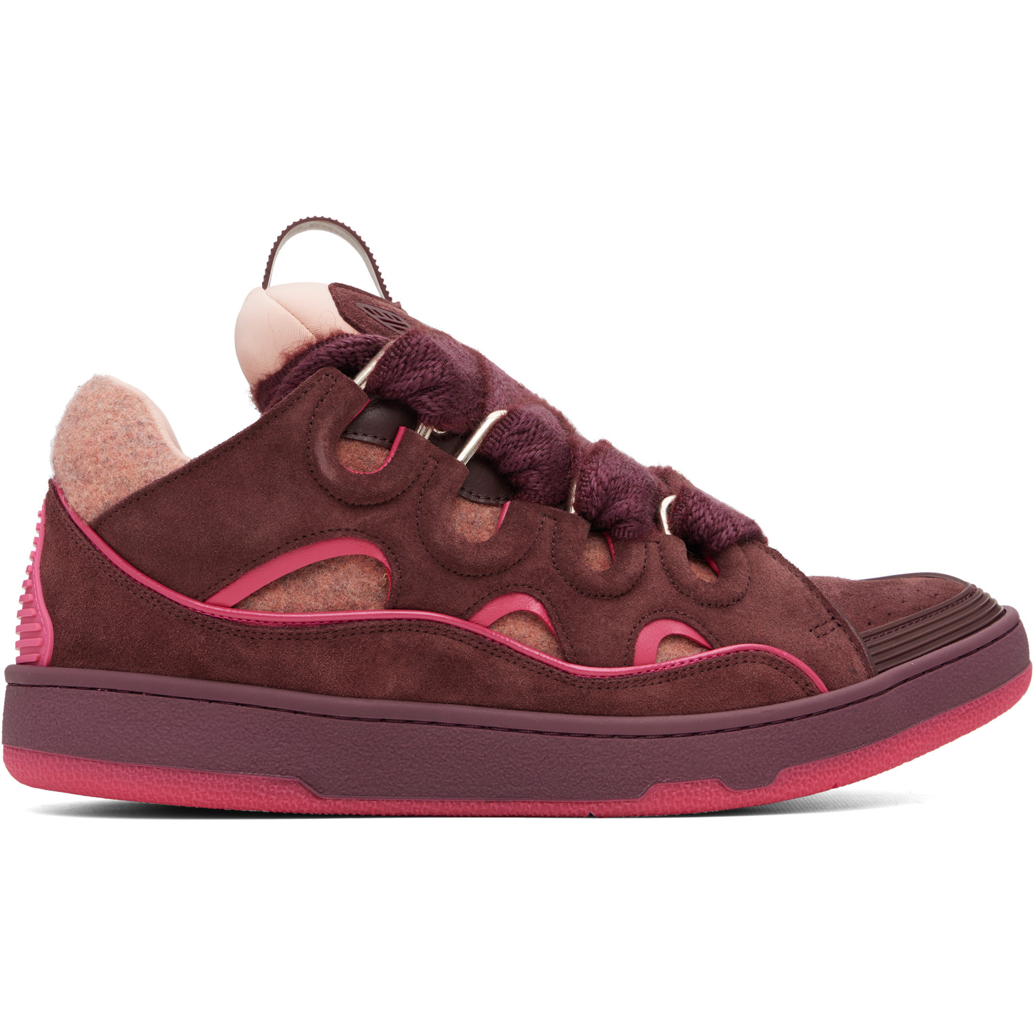 Lanvin Burgundy Curb Felt Sneakers