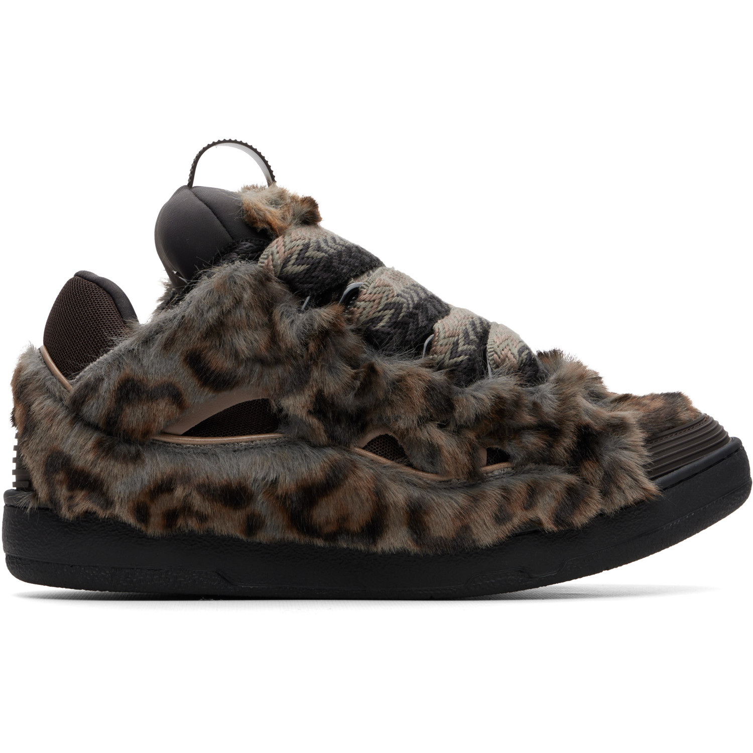 Lanvin Gray Curb Faux Fur Sneakers