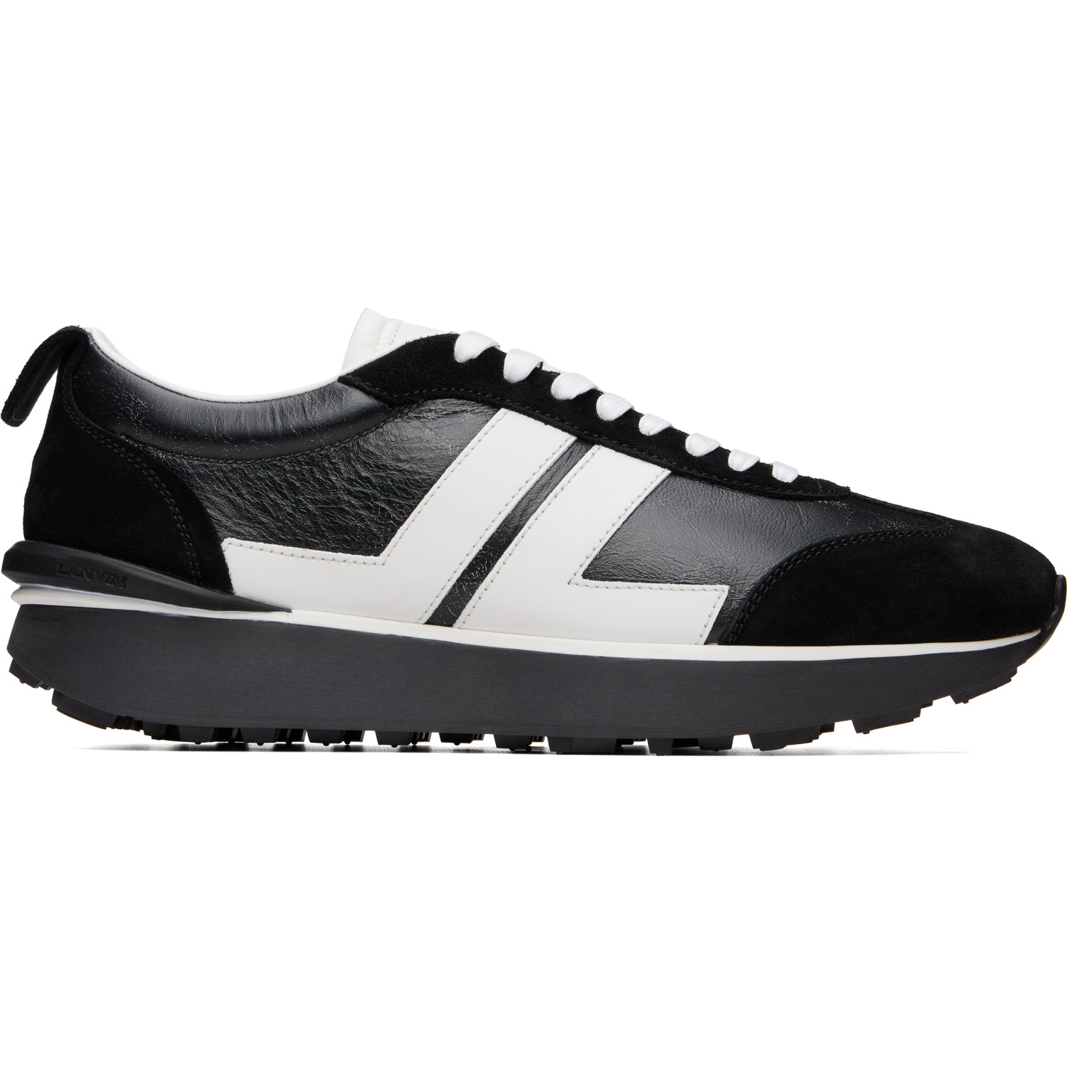 Lanvin Black & Off-White Bumpr Used Leather Sneakers