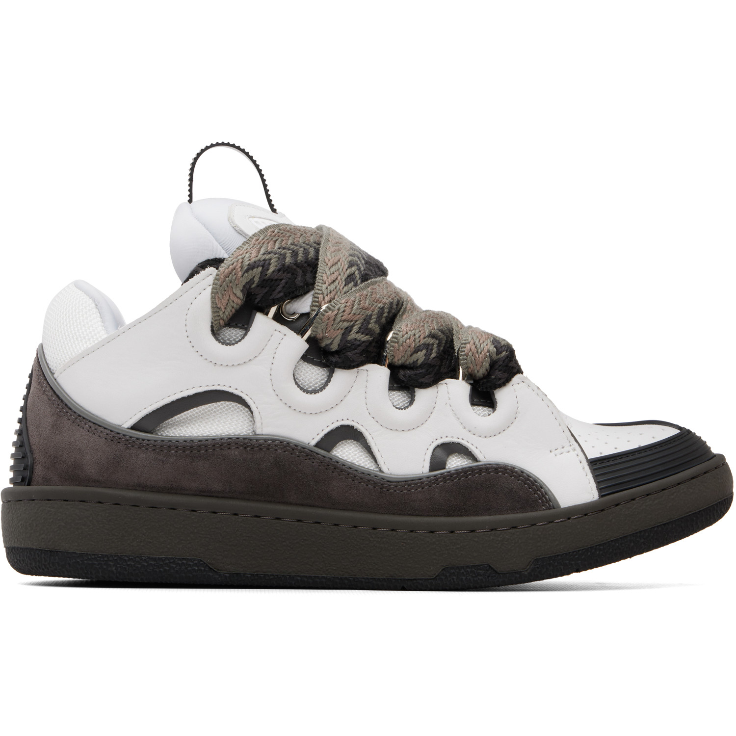 Lanvin Gray & Khaki Curb Leather Sneakers