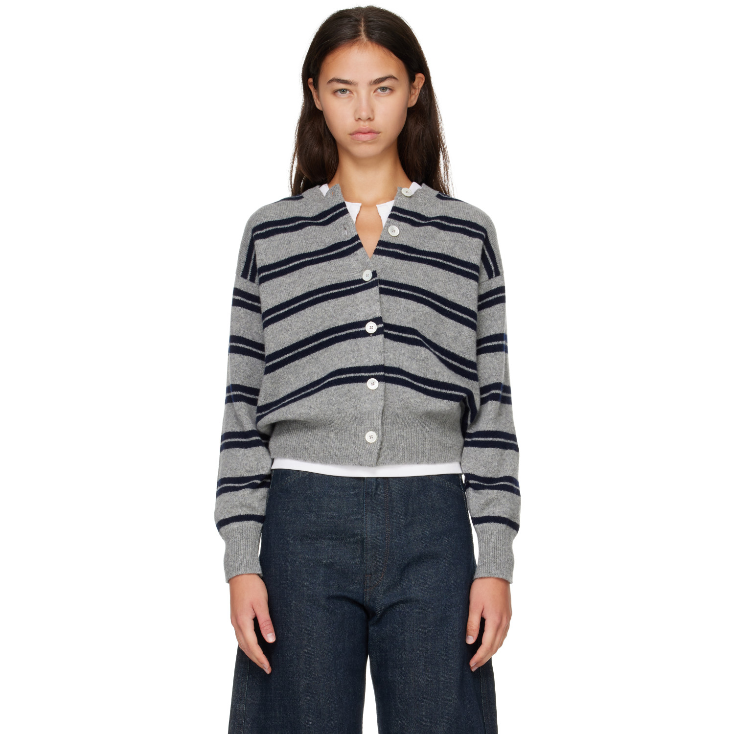 &Daughter Gray Ada Crewneck Cardigan