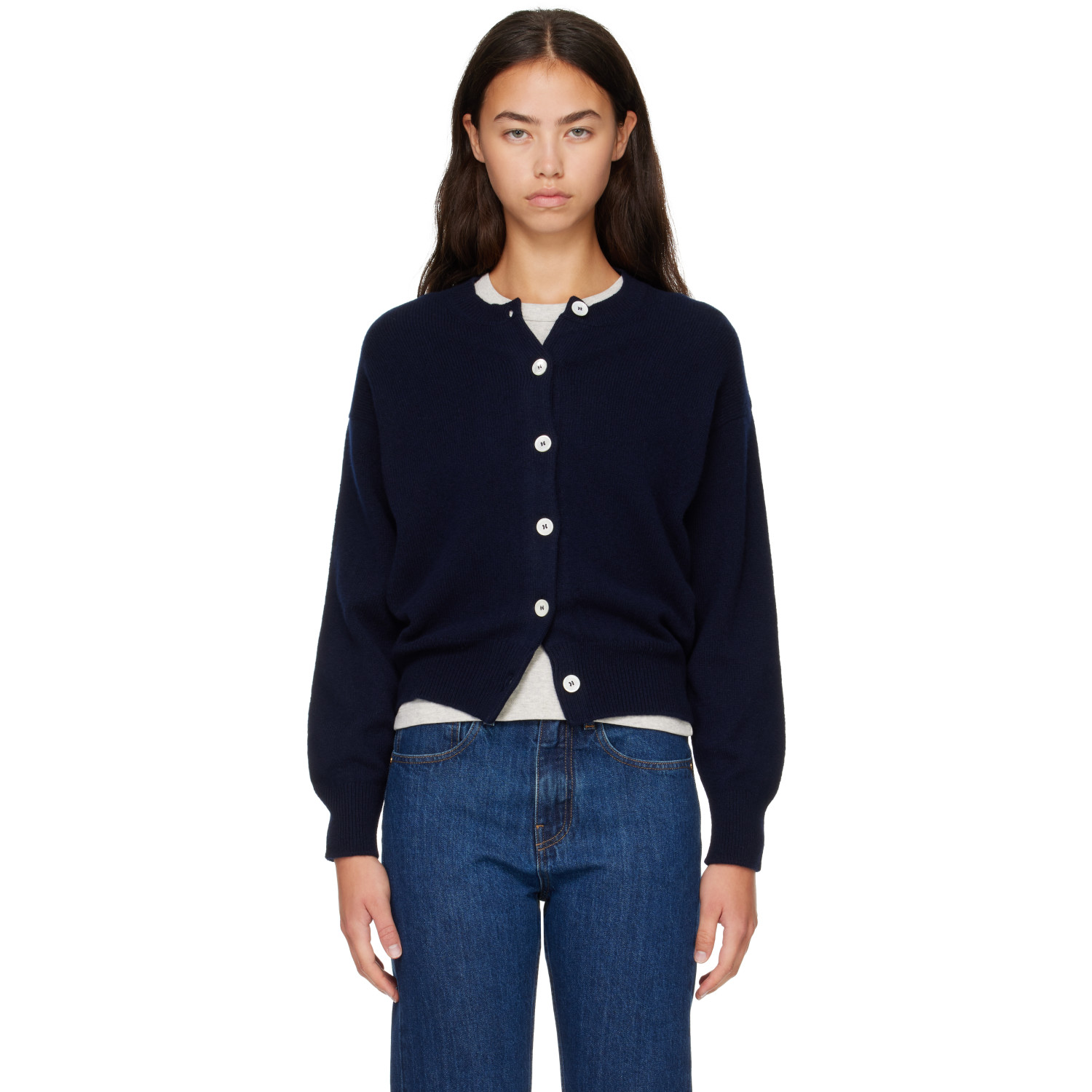 &Daughter Navy Ada Crewneck Cardigan