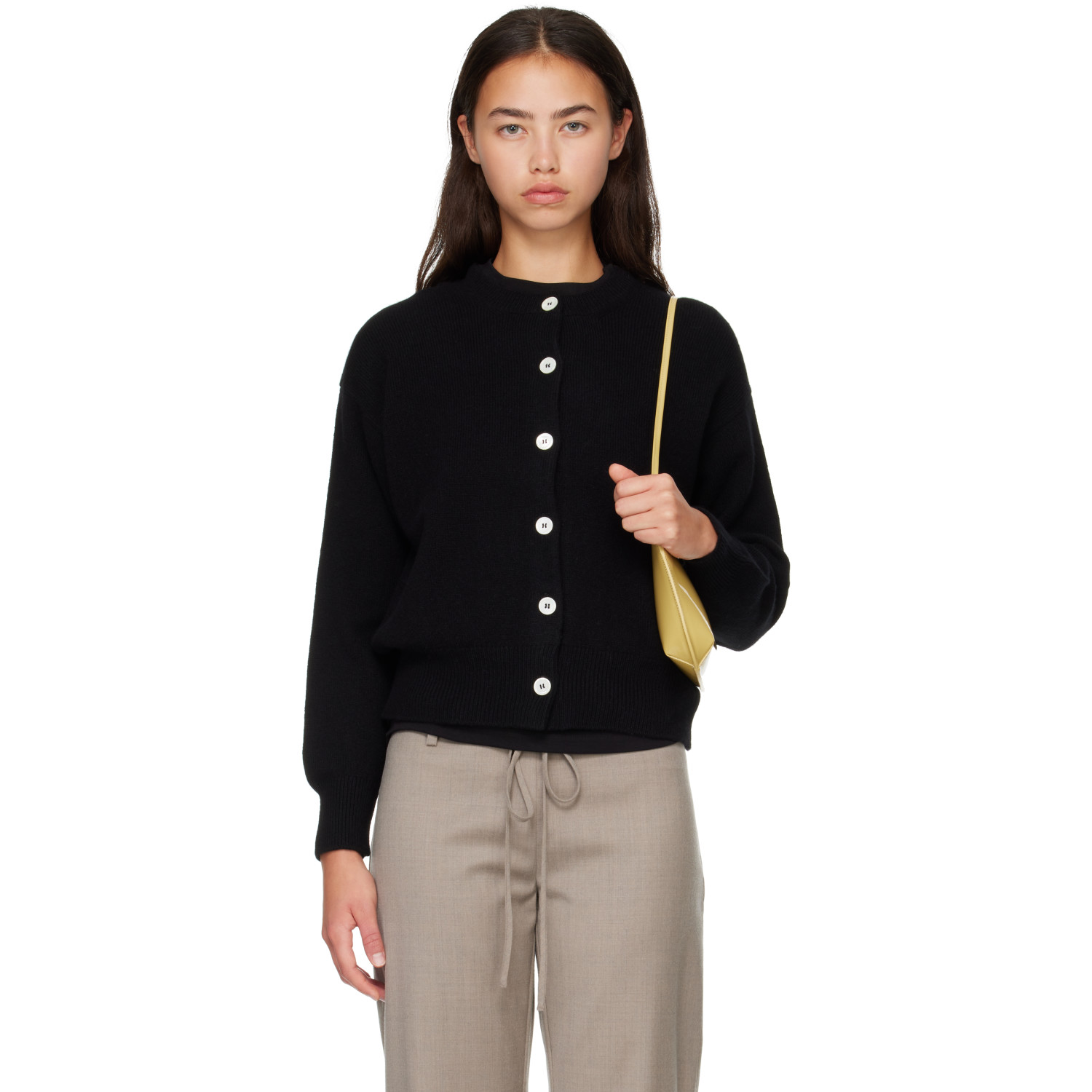 &Daughter Black Ada Crewneck Cardigan