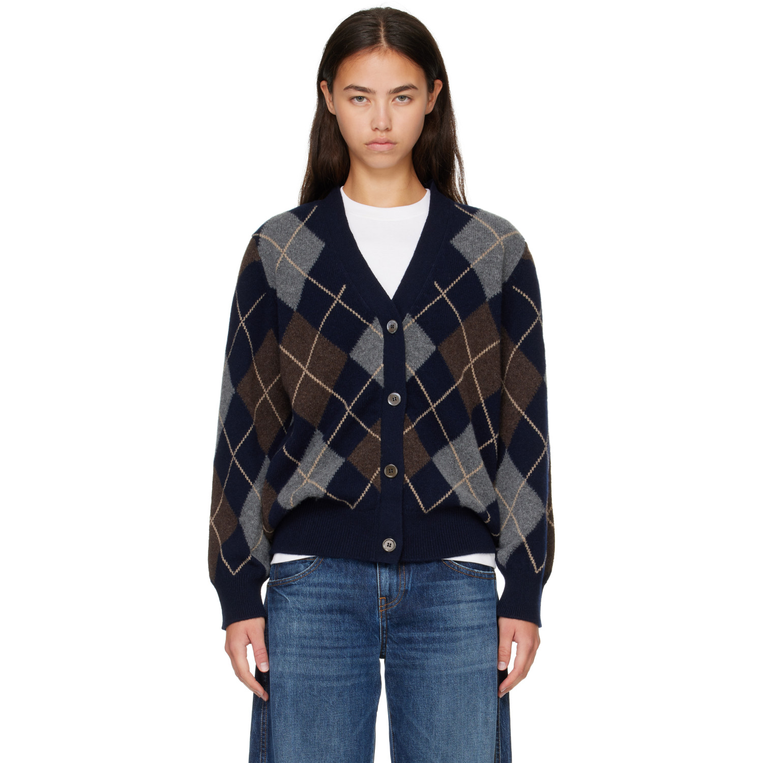 &Daughter Navy & Gray Ava Argyle Cardigan