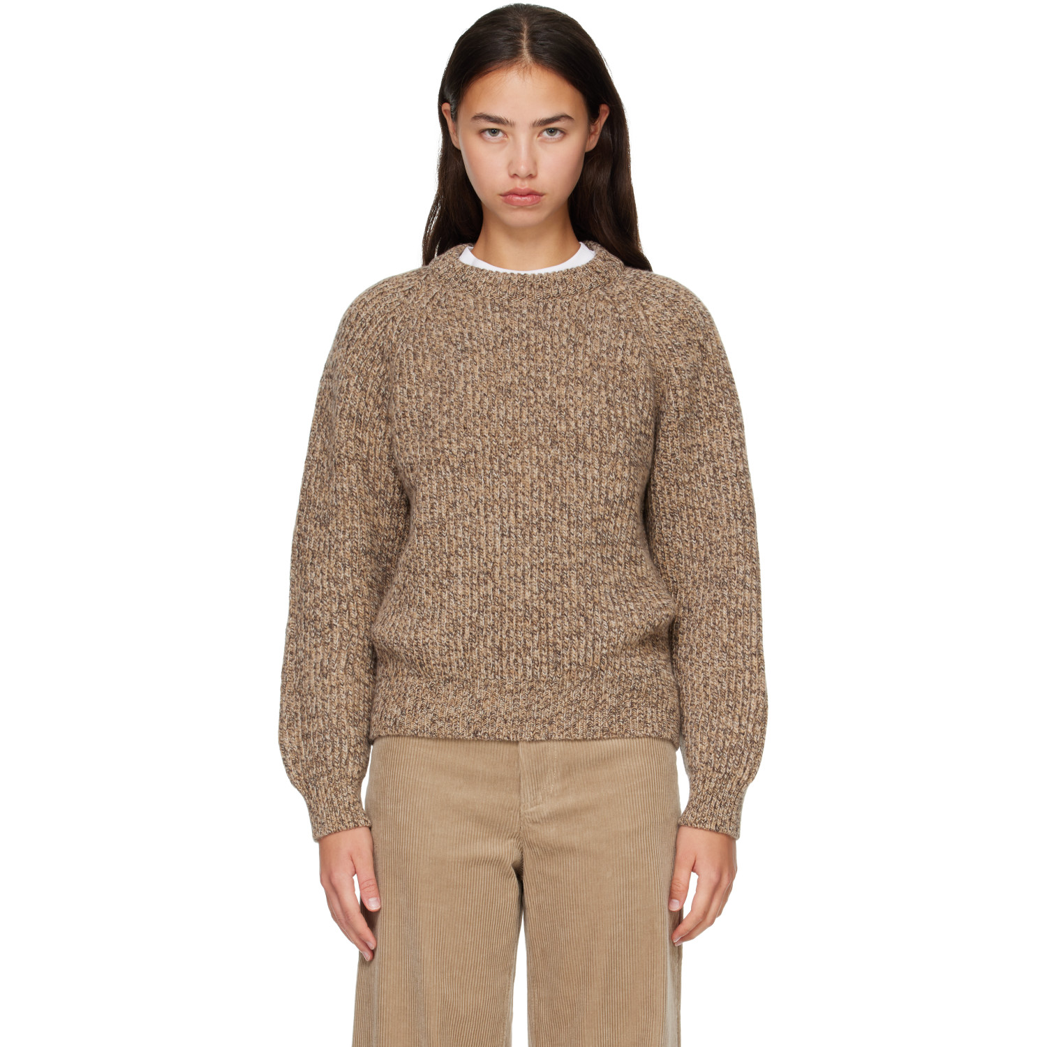 &Daughter Beige Rowan Rib Crew Sweater