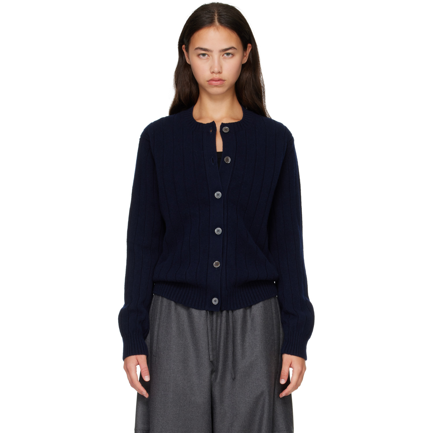 &Daughter Navy Rooney Rib Cardigan