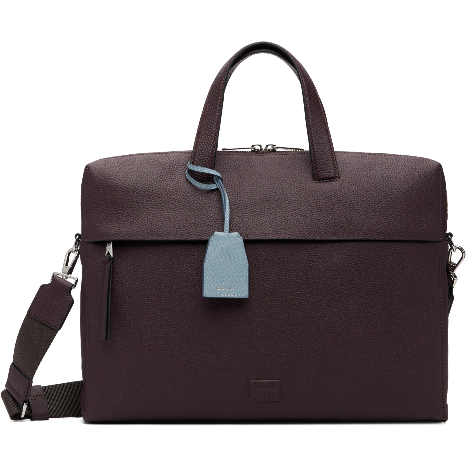 Paul Smith Burgundy Leather Double-Zip Folio Briefcase