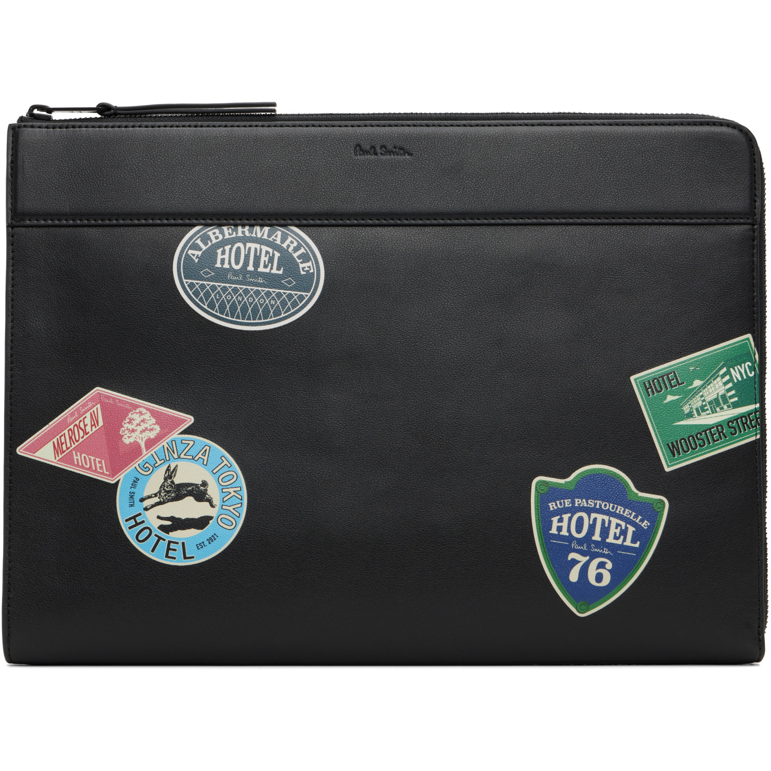 Paul Smith Black 'Hotel Stickers' Document Case
