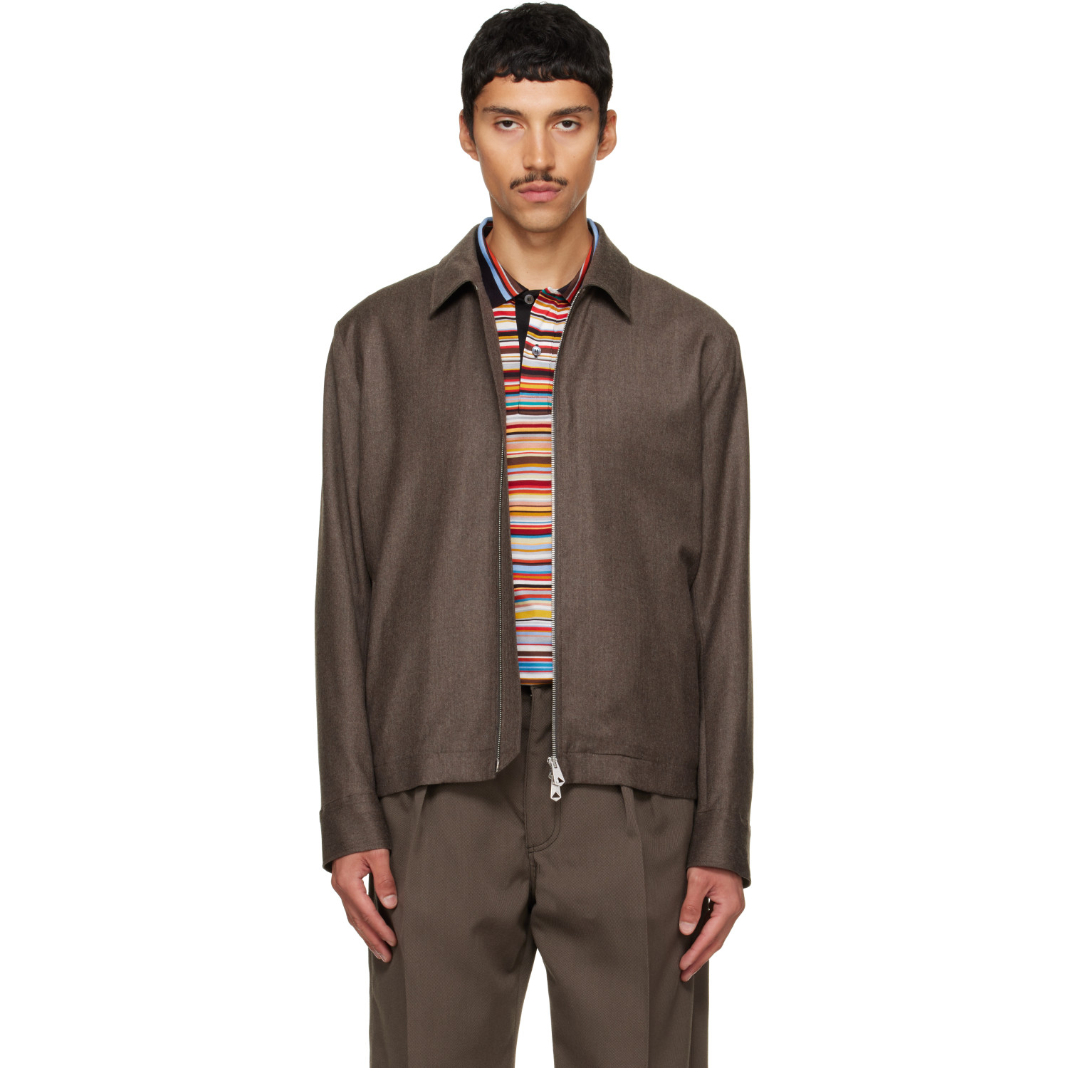 Paul Smith Brown Wool-Cashmere Flannel Jacket