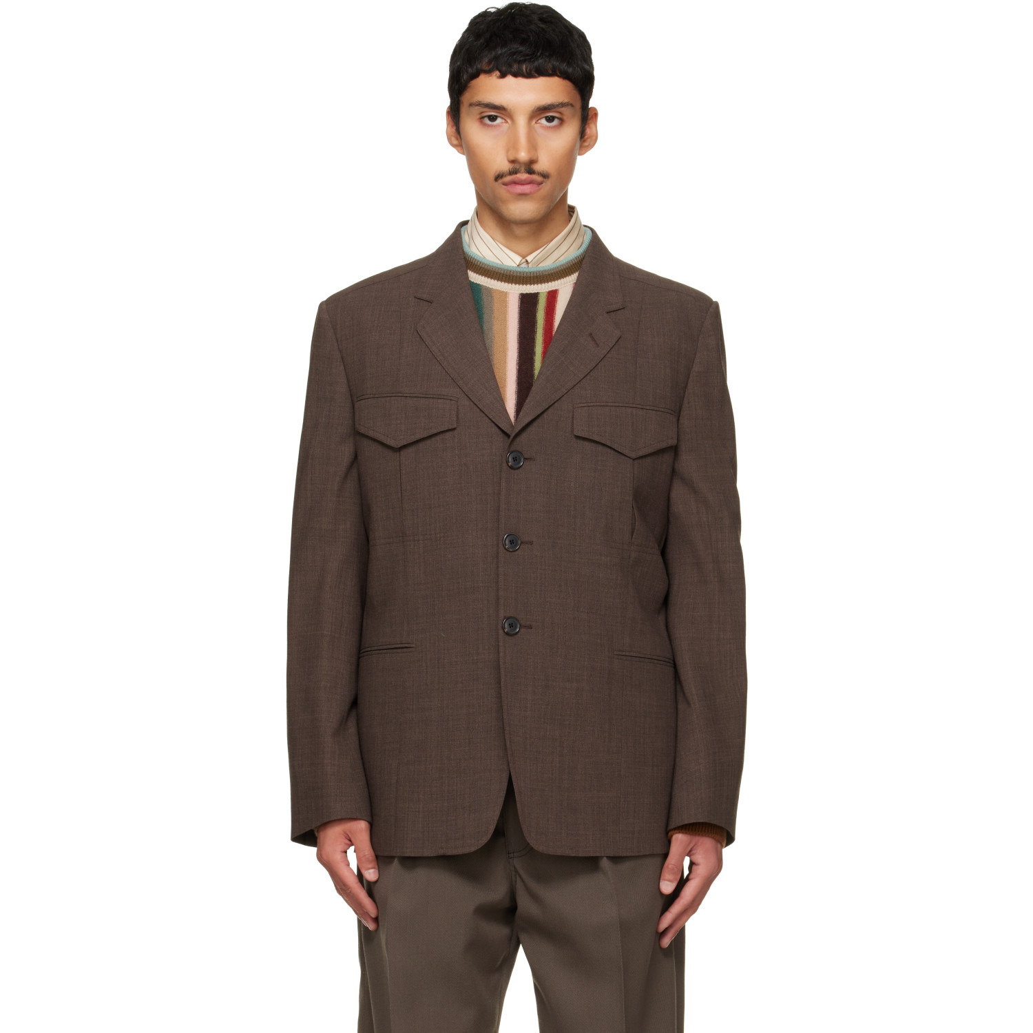 Paul Smith Brown Crêpe Four-Pocket Blazer