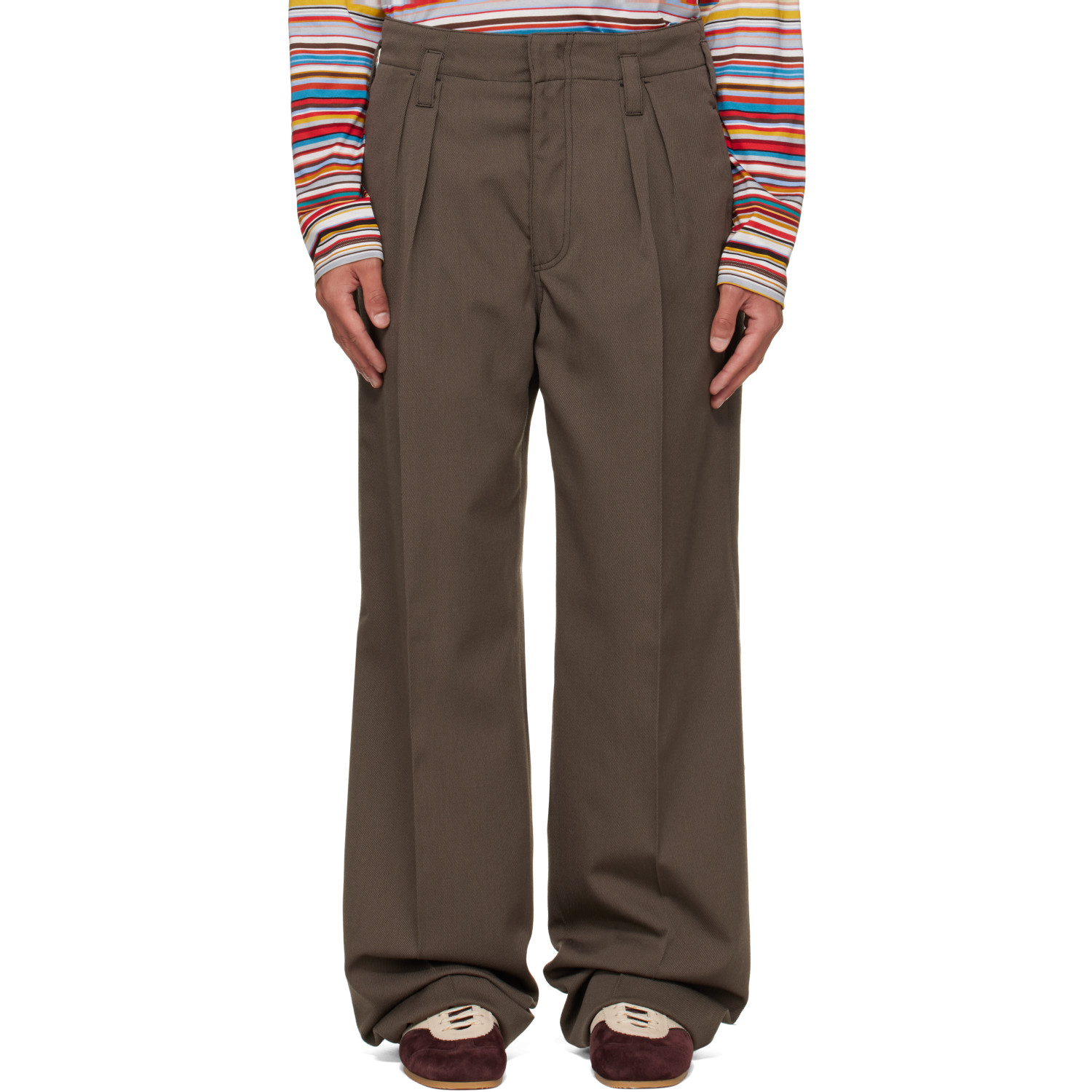 Paul Smith Brown Relaxed-Fit Brown Wool Trousers