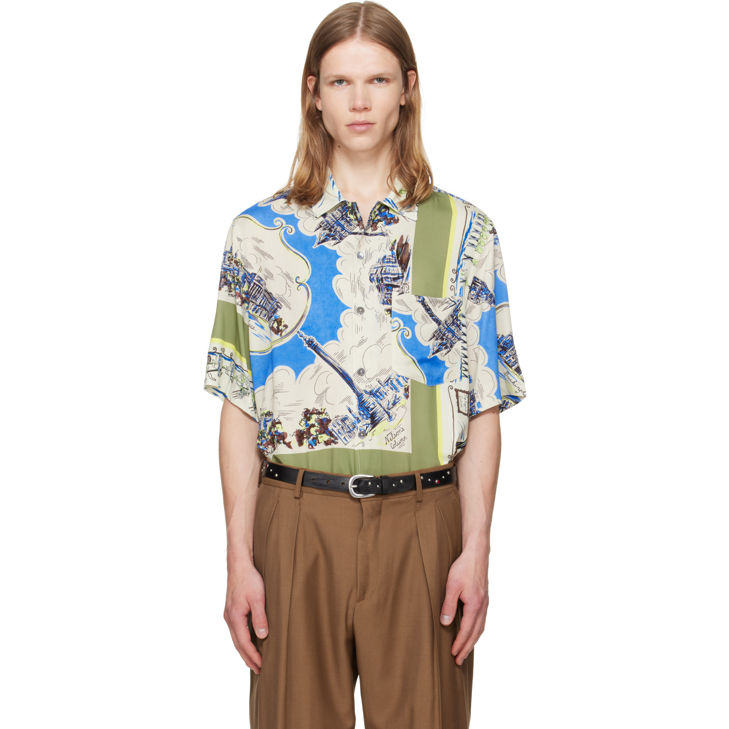 Paul Smith Multicolor 'London Scarf' Print Viscose Shirt