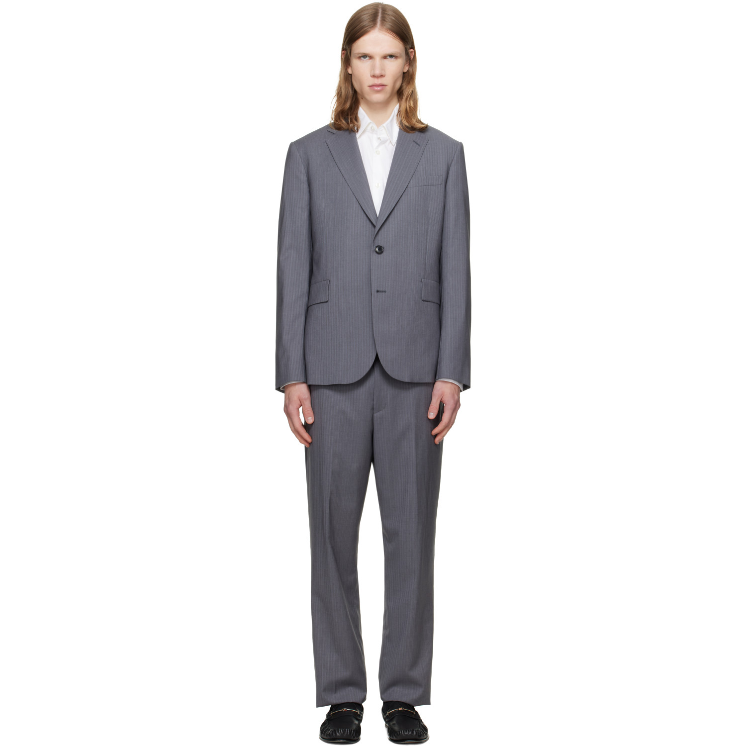 Paul Smith Gray 'The Soho' Tailored-Fit Pinstripe Wool Suit