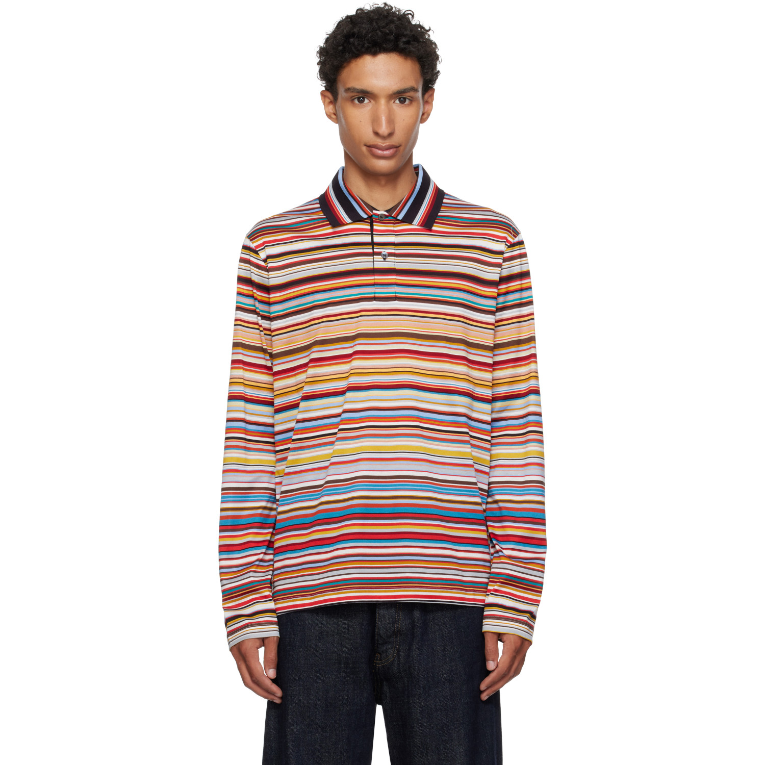 Paul Smith Multicolor 'Signature Stripe' Long Sleeve Polo