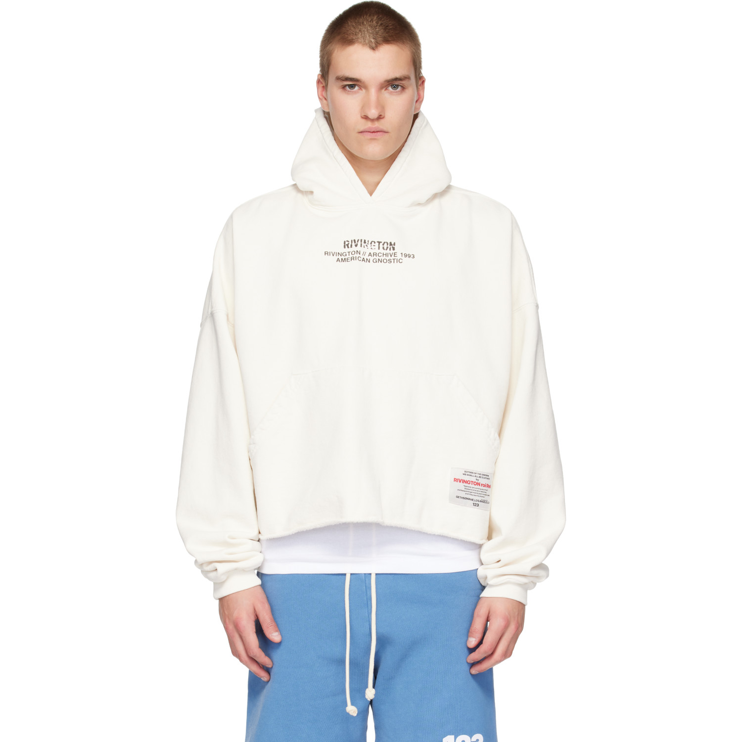 Rivington Roi Rebis Off-White 'Archive American' Cropped Hoodie