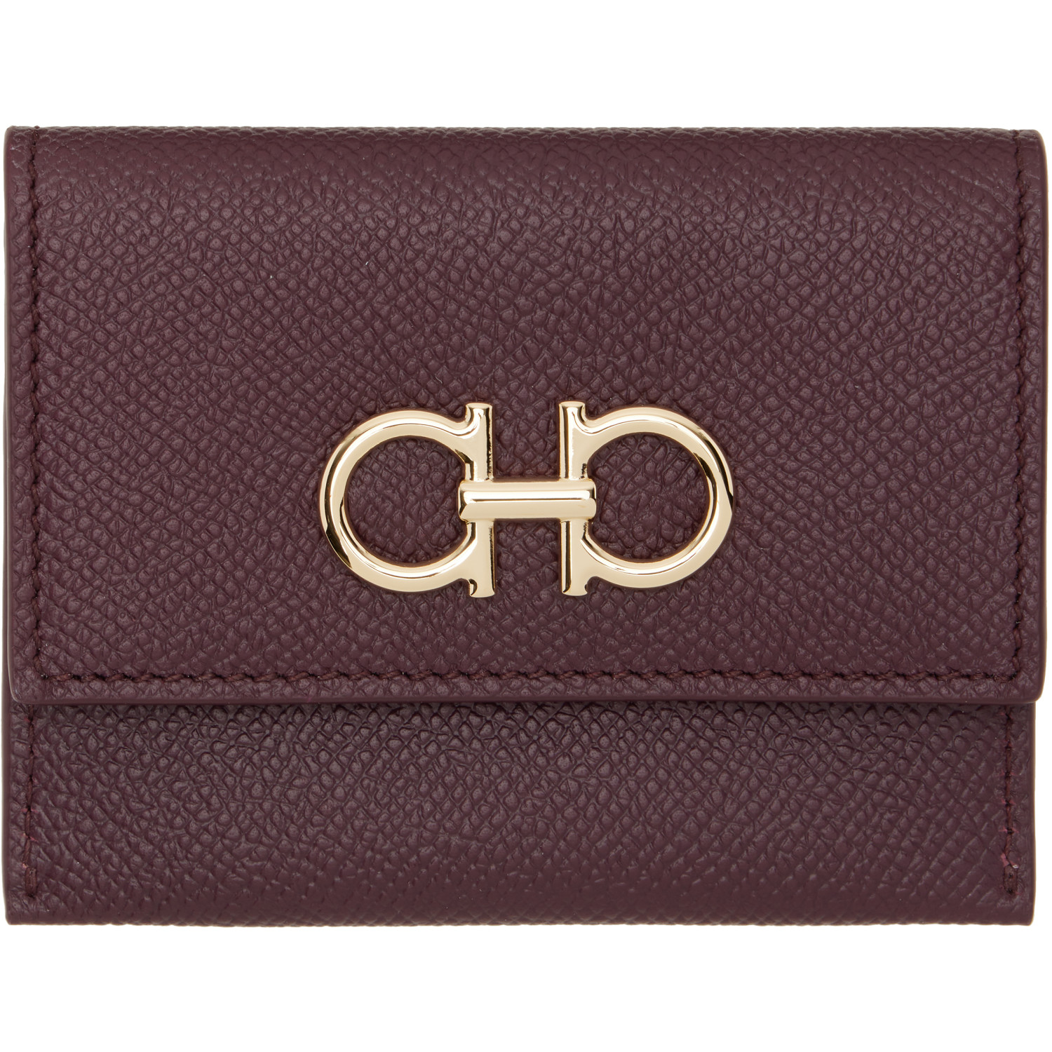 Ferragamo Burgundy Gancini Credit Card Holder