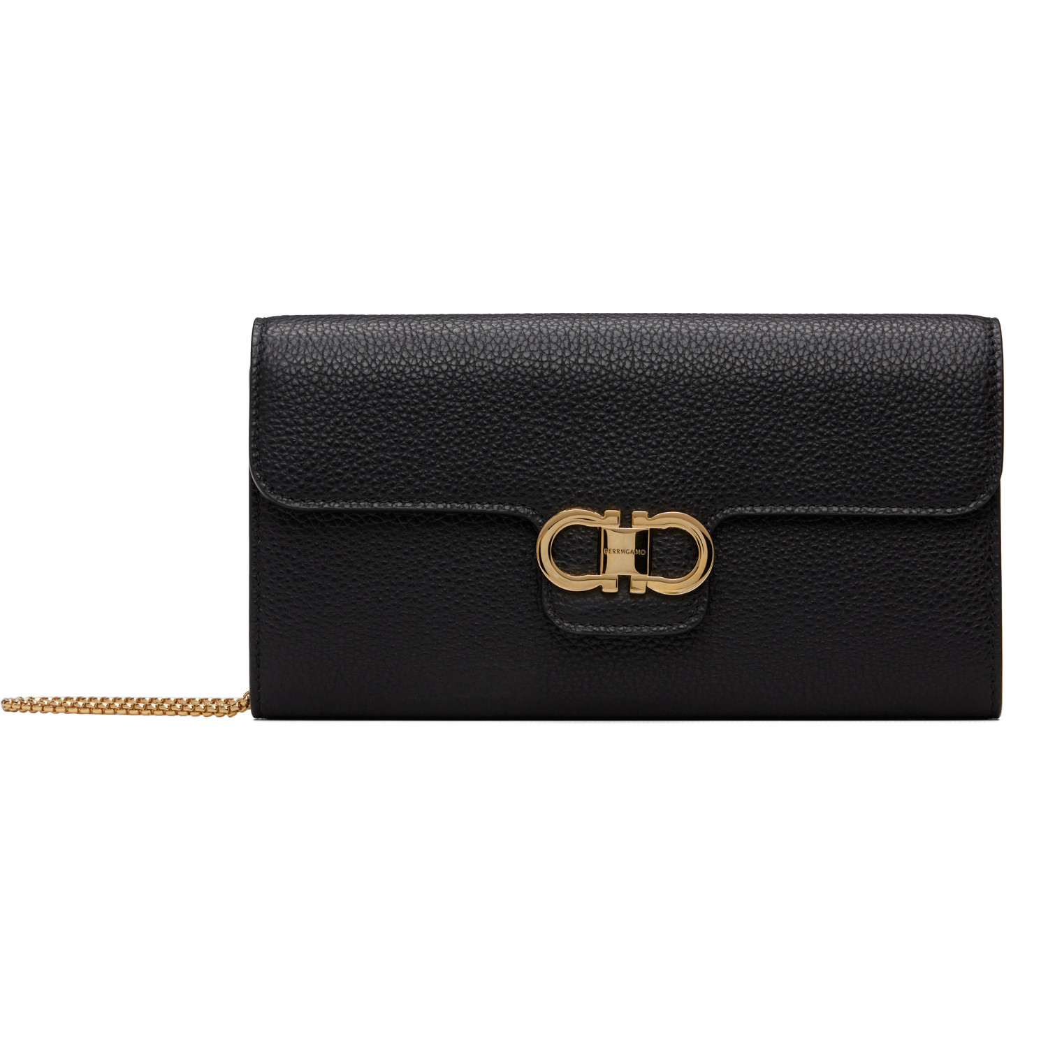 Ferragamo Black Double Gancini Mini Clutch