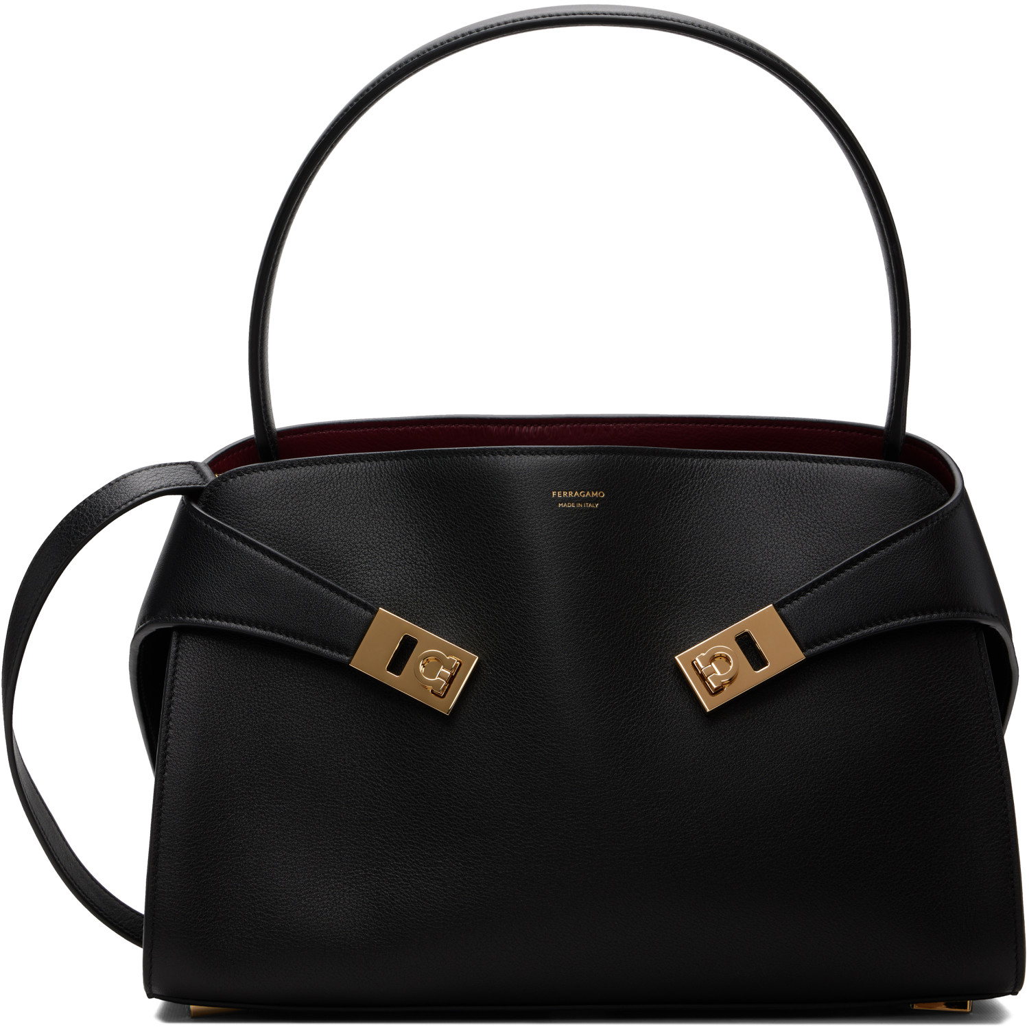 Ferragamo Black & Red Hug Soft Bicolor Shoulder Bag